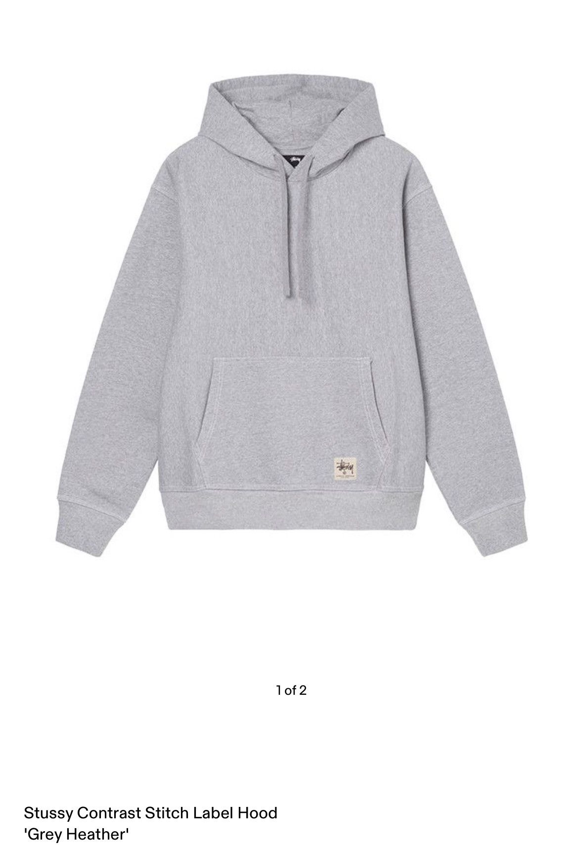 Stussy contrast stitch label hoodie grey 