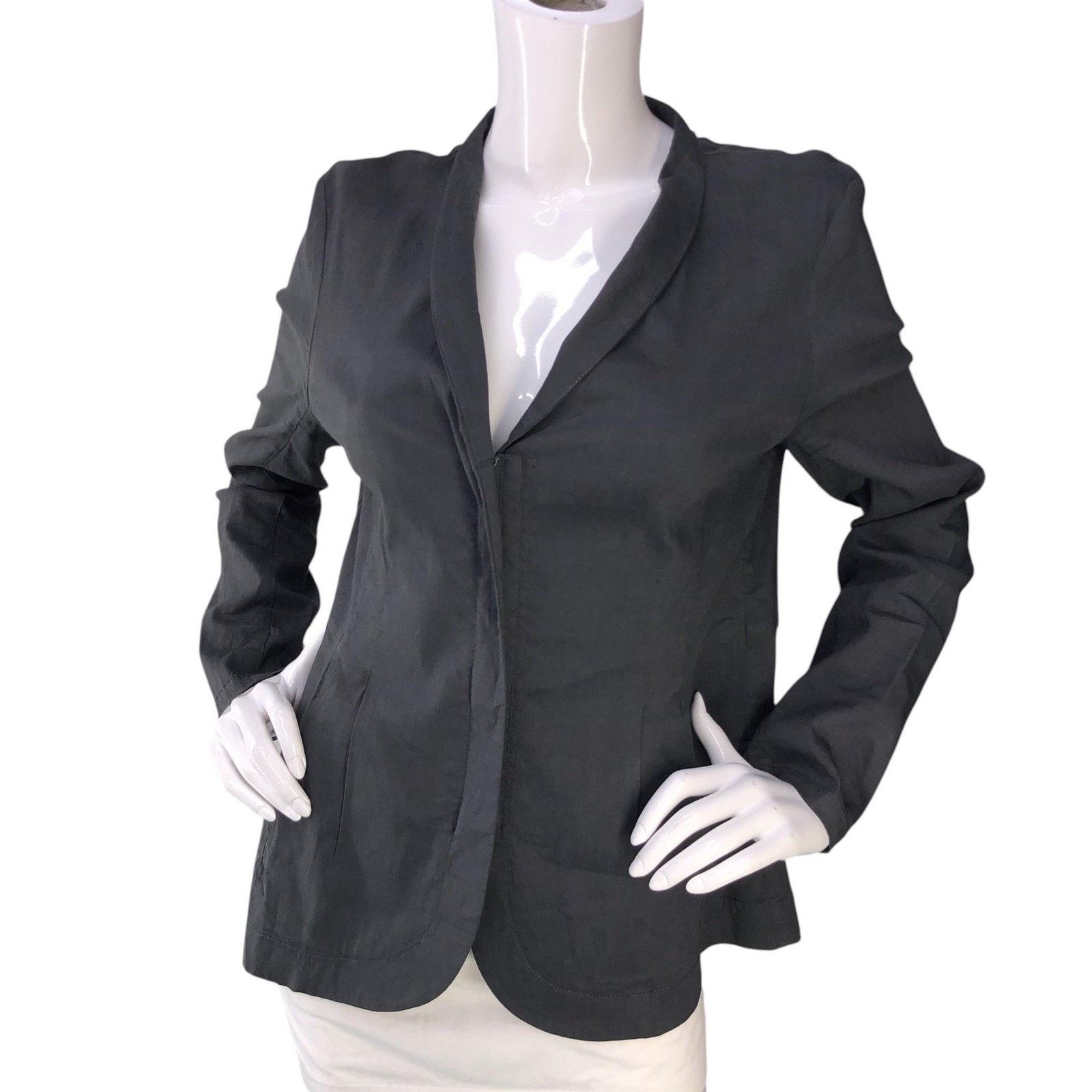 Eileen Fisher Eileen Fisher Blazer M Charcoal Linen Blend Jacket Stretch Size M / US 6-8 / IT 42-44 - 1 Thumbnail