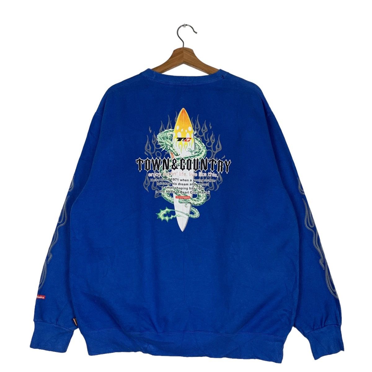 Japanese Brand TOWN & COUNTY Surfboard Wear Big Logo Sweatshirts #0718-C33 Size US L / EU 52-54 / 3 - 8 Thumbnail