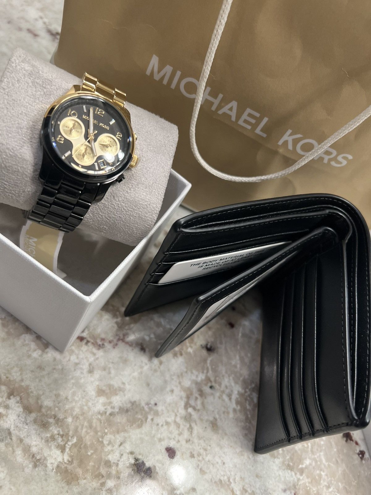 Michael Kors MICHAEL KORS Two-Tone Watch & Cooper Saffiano Leather Wallet Size 38 - 1 Thumbnail