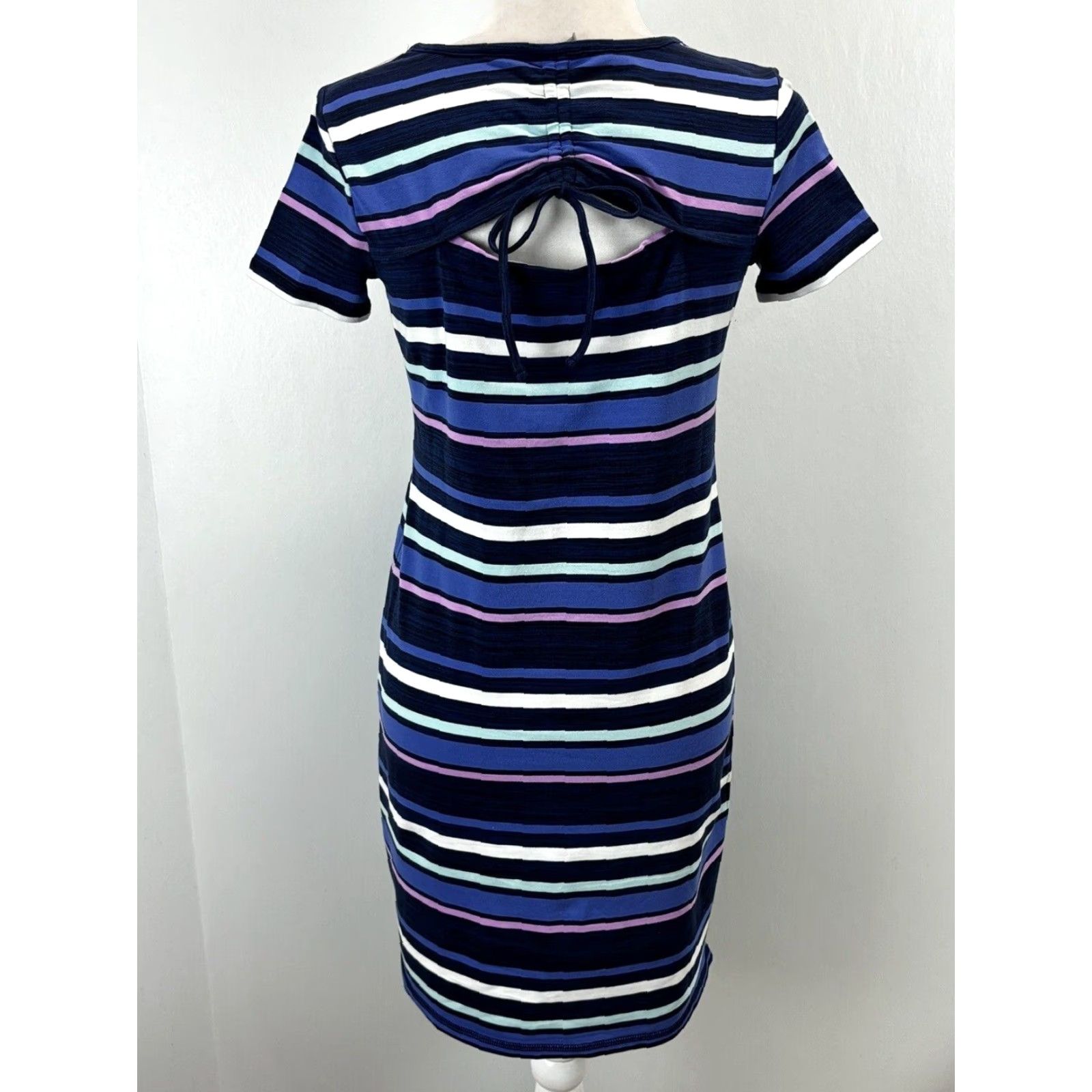 Talbots VINTAGE T By Talbots Striped Tshirt Dress P Petite VGUC Ruched Back Casual Shirt Dress Womens Size S / US 4 / IT 40 - 3 Thumbnail