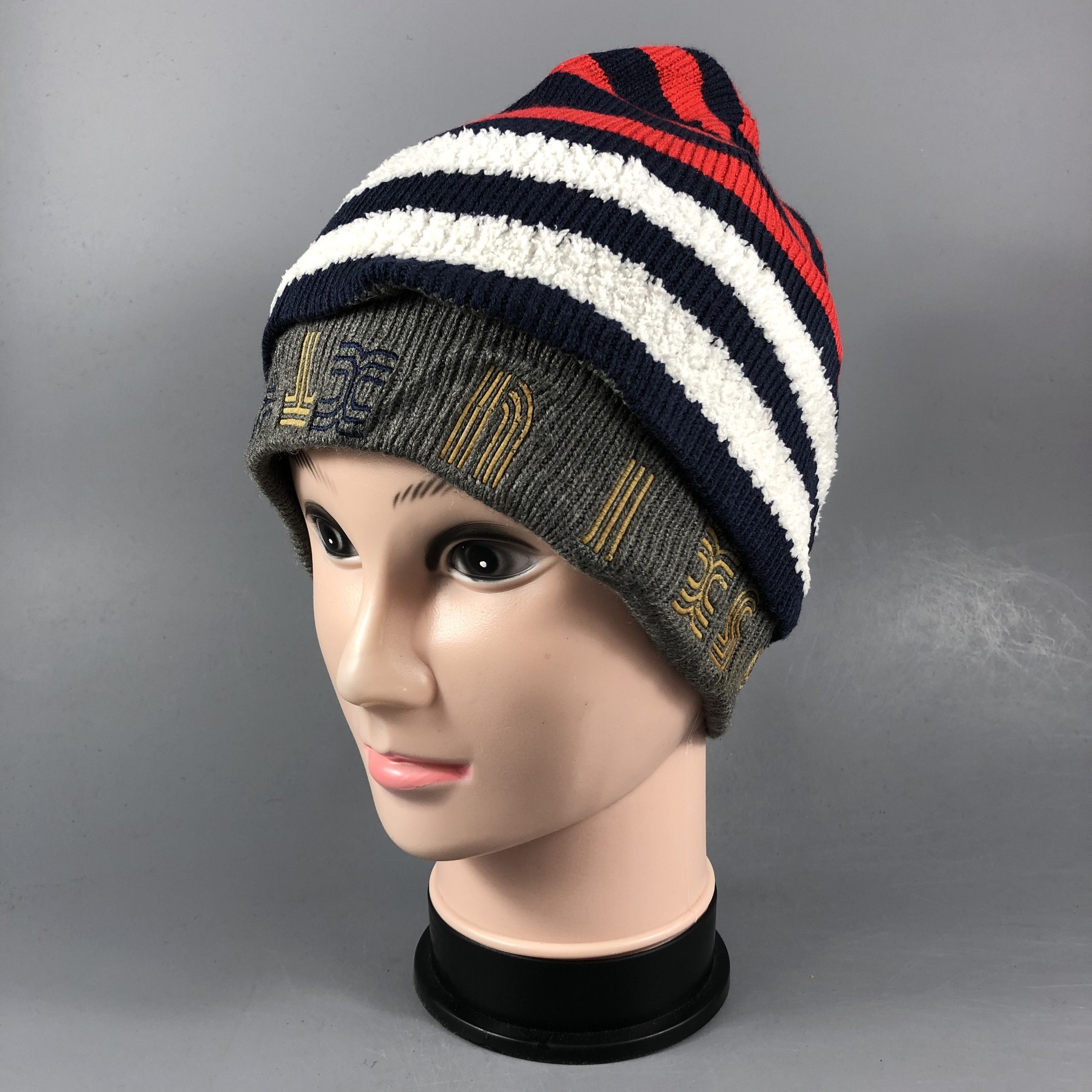Japanese Brand XniX Stripe Beanie Snow Cap Hat Size ONE SIZE - 2 Thumbnail