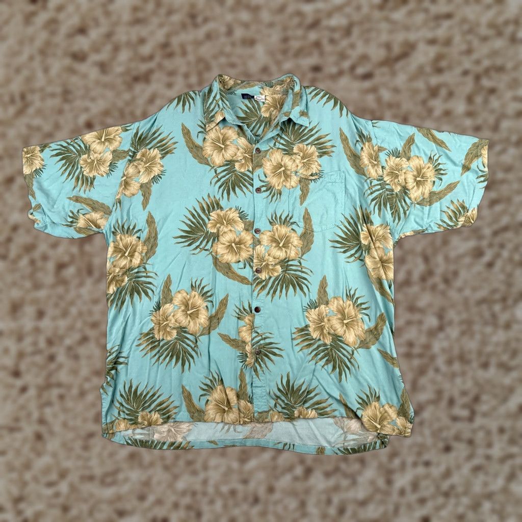 Vintage Hibiscus Collectrion Hawaii Shirt Men 2XL Blue Floral Hawaiian 100% Rayon Button-Up Short Sleeve Vintage No Size US XXL / EU 58 / 5 - 1 Thumbnail
