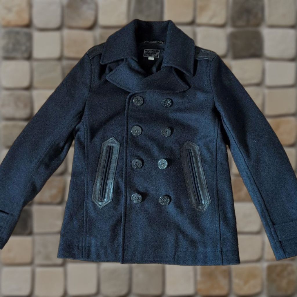 Diesel Diesel Coat Navy Leather Trim M Used Japan Women Wool Blend Casual Coat Size US M / EU 48-50 / 2 - 1 Thumbnail