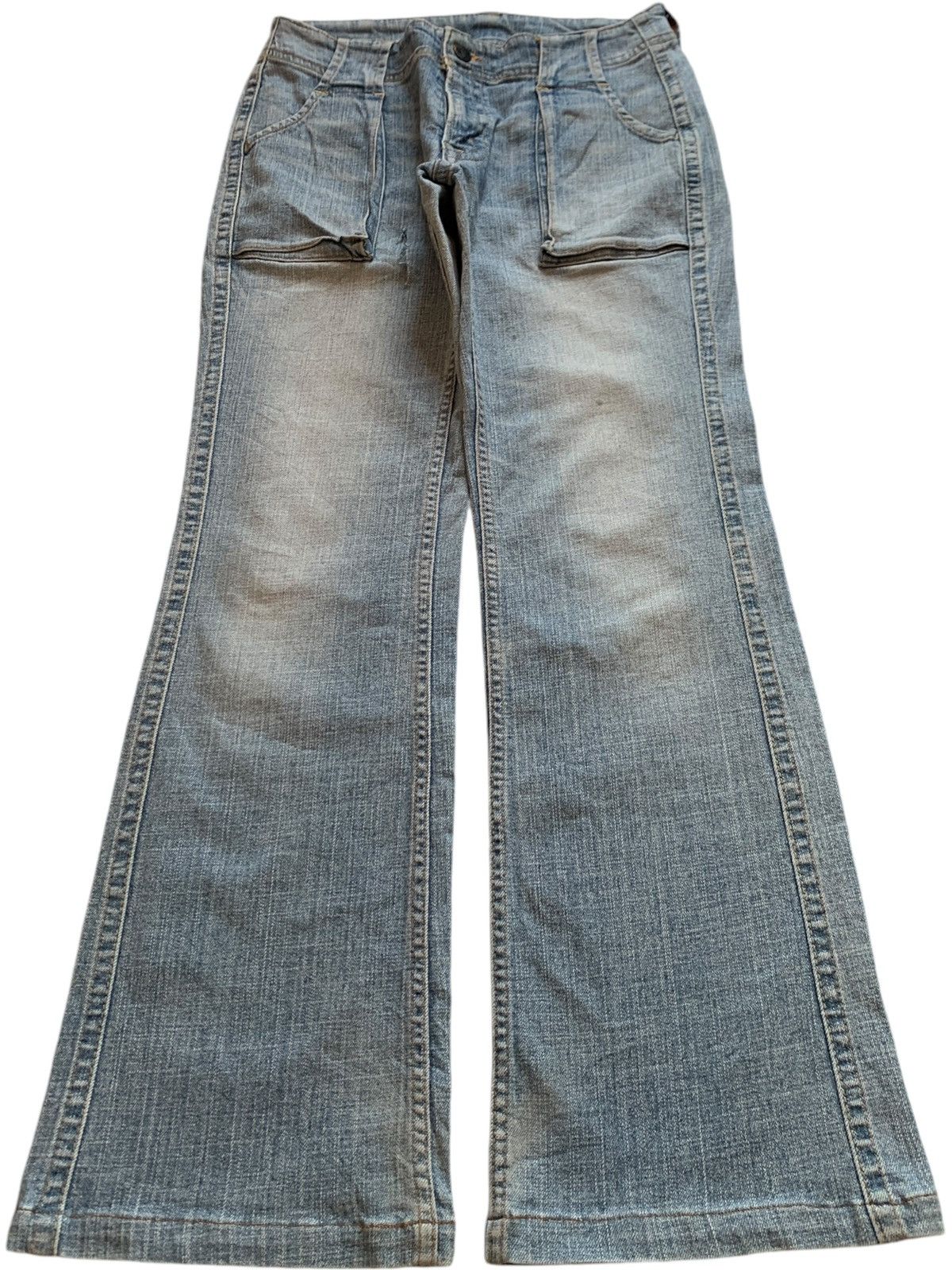 Japanese Brand Vintage Japanese Brand Faded Wash Fatigue Flare Jeans Size 27" / US 4 / IT 40 - 1 Thumbnail