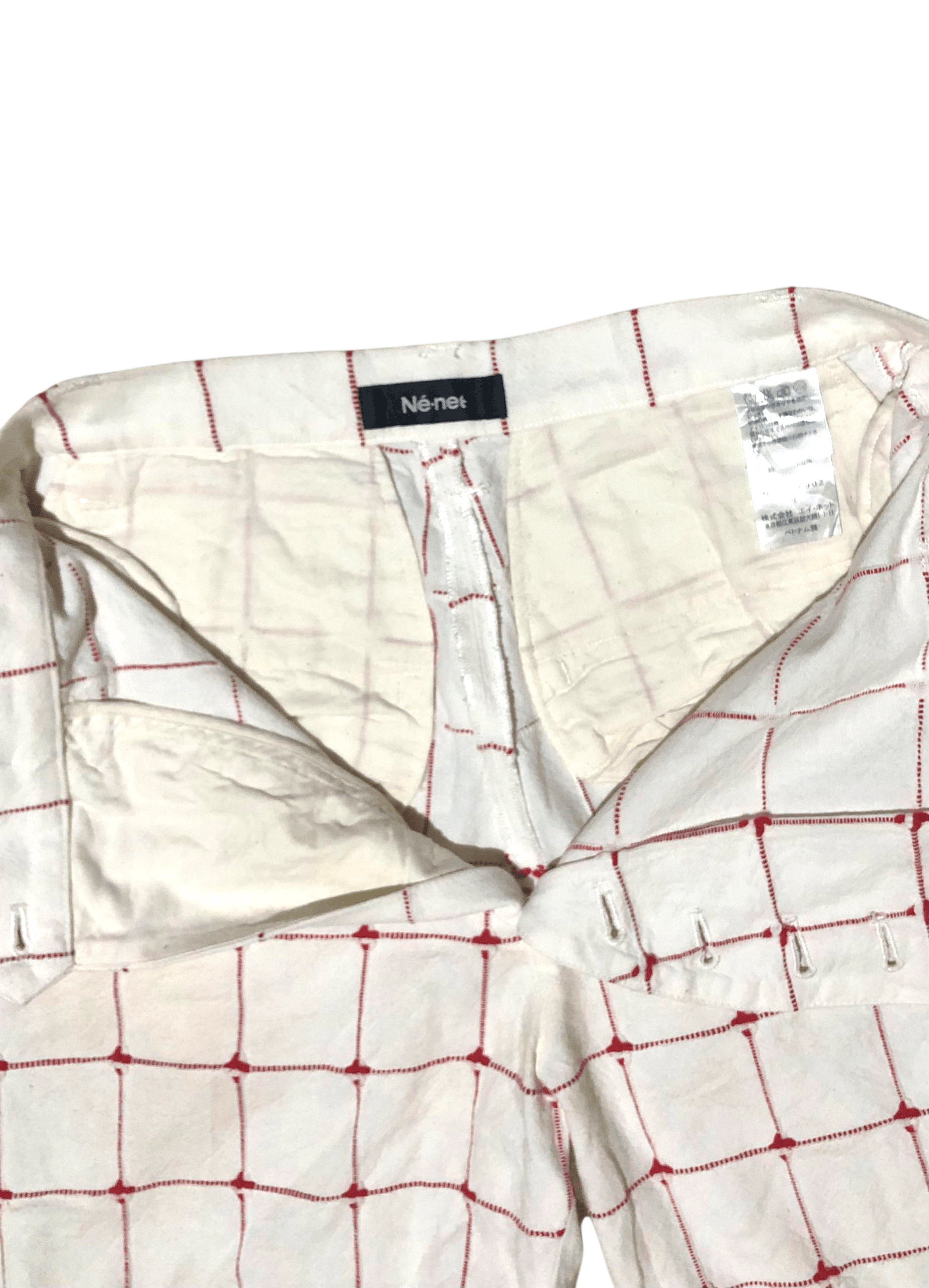 Ne-Net Japanese Brand Issey Miyake Né-net Red Grid Stitched Size 28" / US 6 / IT 42 - 4 Thumbnail