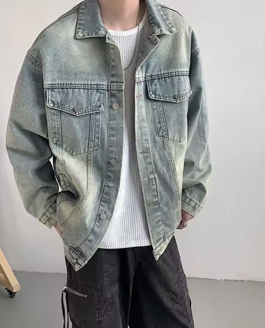 Japanese Brand Wash Blue Denim Jacket - Classic Button-Up Distressed Size US XXL / EU 58 / 5 - 6 Thumbnail