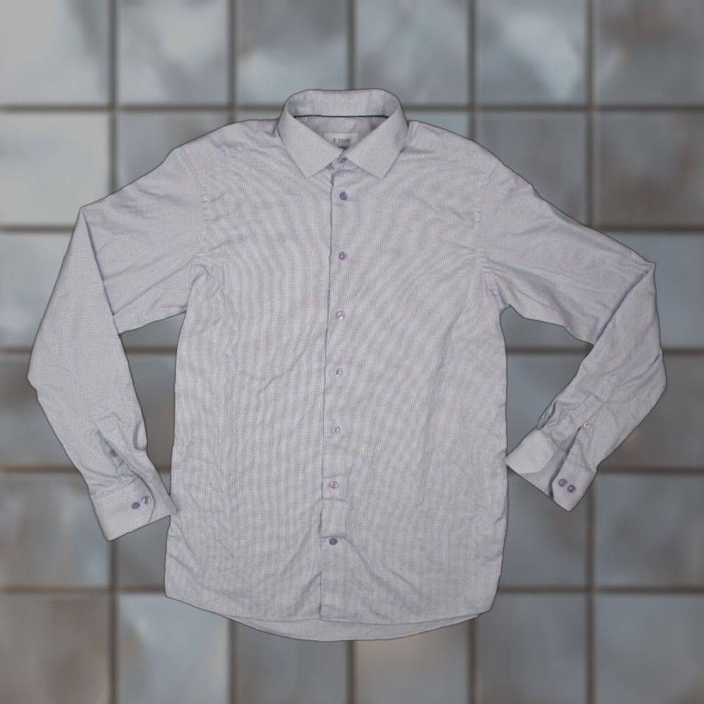 Eton Eton Dress Shirt Mens 16.5 42 Purple Geometric Button Up Contemporary Designer Workwear Size 42R - 1 Thumbnail