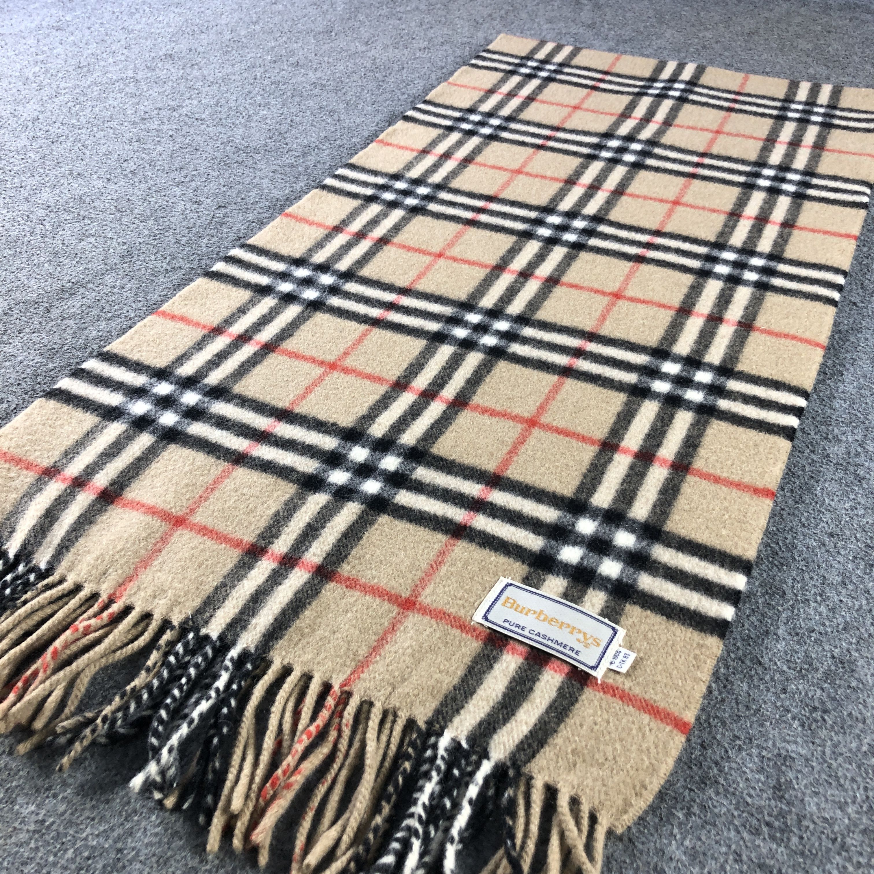 Burberry Burberry Tan Nova Check Cashmere Scarf Muffler V2883 Size ONE SIZE - 3 Thumbnail
