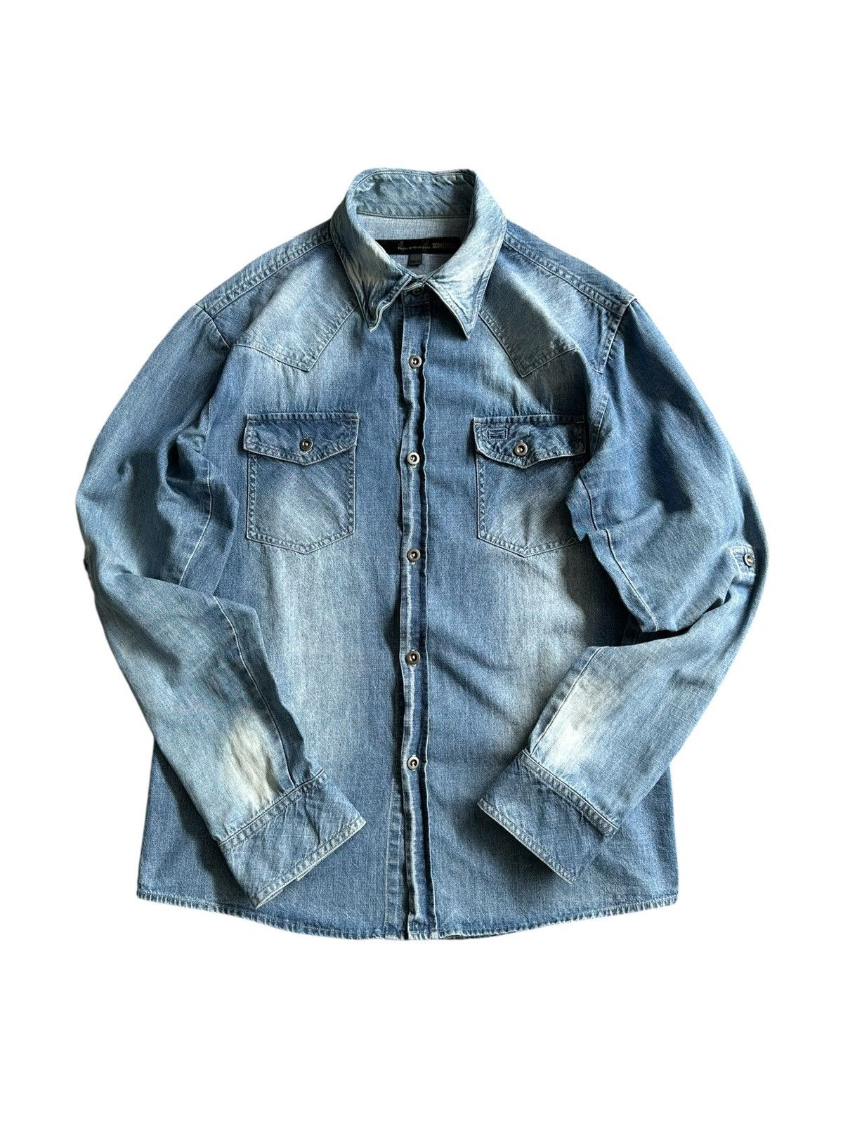 Schlussel 00's Schlussel j-rock stonewash denim shirt Size US M / EU 48-50 / 2 - 2 Thumbnail
