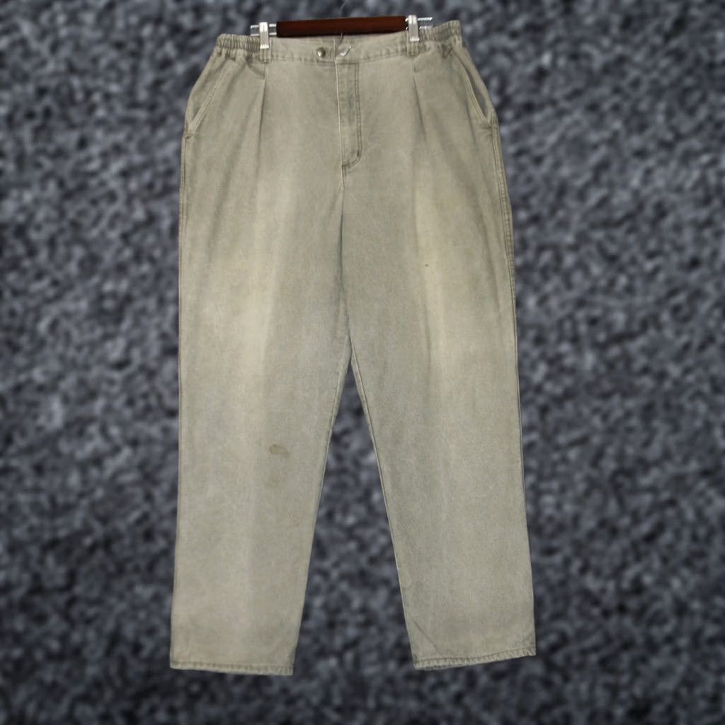 Vintage VINTAGE L.L.Bean Pathfinder Pants Mens 33x31 Olive Green Chino Flannel Lined Pants Size US 33 - 1 Thumbnail