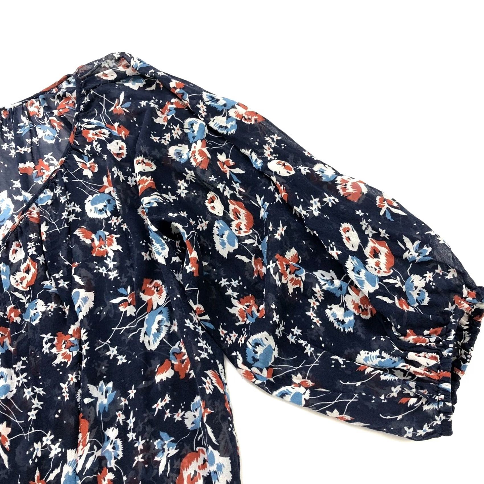 Joie Joie Blouse Womens Medium Floral Chiffon Peasant Sheer Pullover Size M / US 6-8 / IT 42-44 - 3 Thumbnail