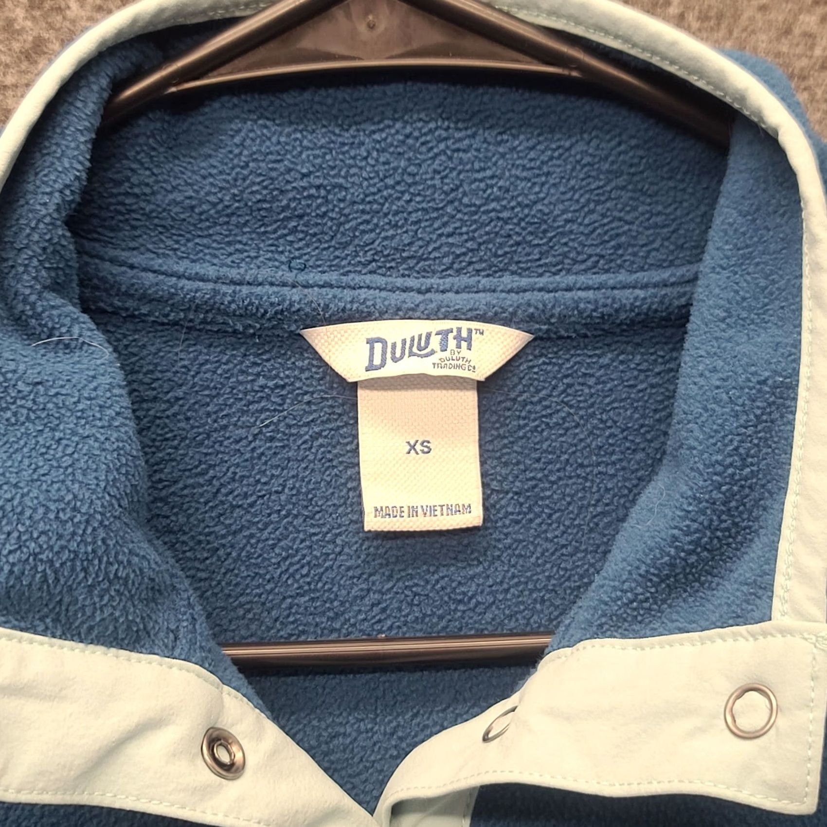 Vintage Duluth Pullover Womens XS Doubleback Printed Fleece Mock Neck Outdoors Blue Raglan Sleeve Slim Casual Everyday All Seasons Size XS / US 0-2 / IT 36-38 - 2 Thumbnail