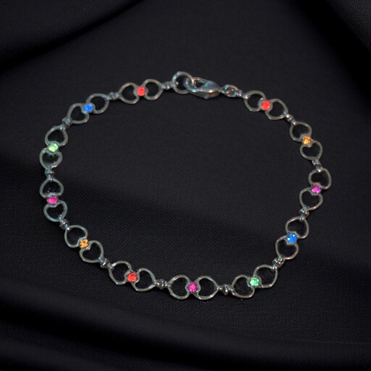 Other Gunmetal multicolor rhinestone heart link anklet Size ONE SIZE - 1 Thumbnail