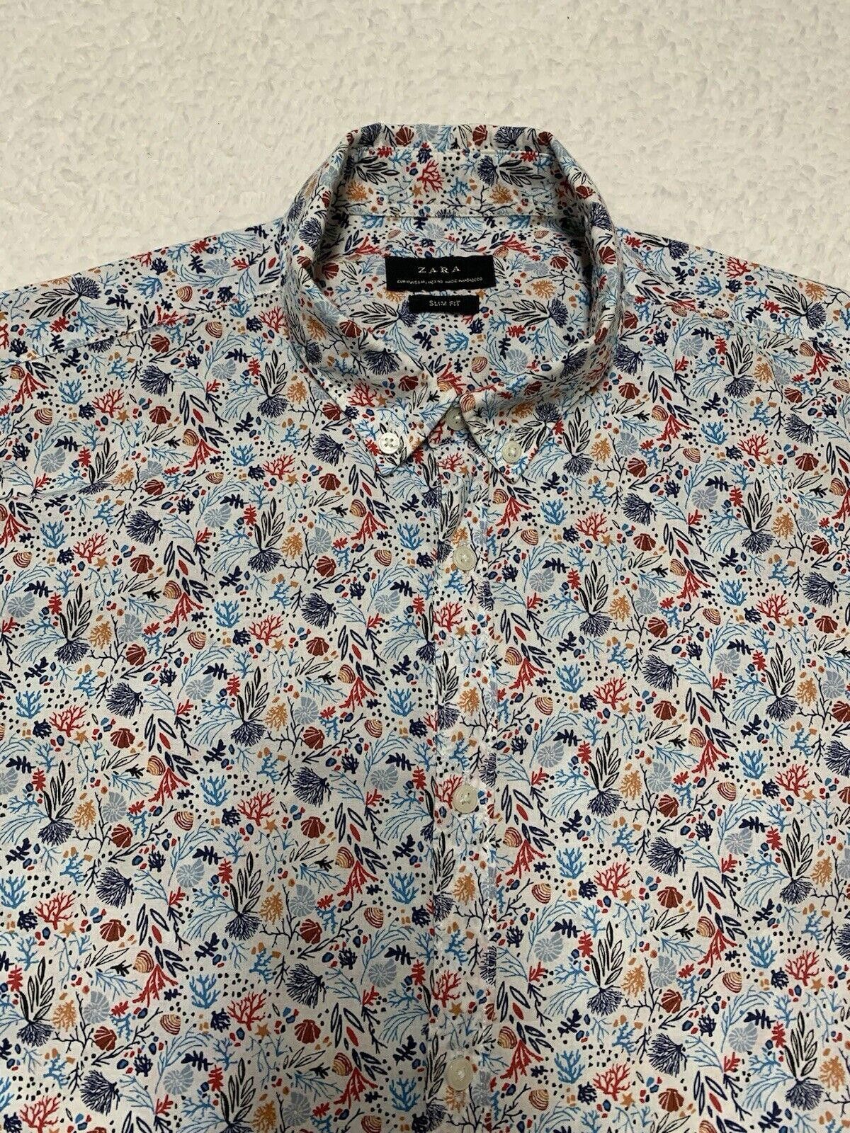 Zara Zara Slim Fit Shell Print Shirt M Short Sleeve Coastal Size US M / EU 48-50 / 2 - 2 Thumbnail