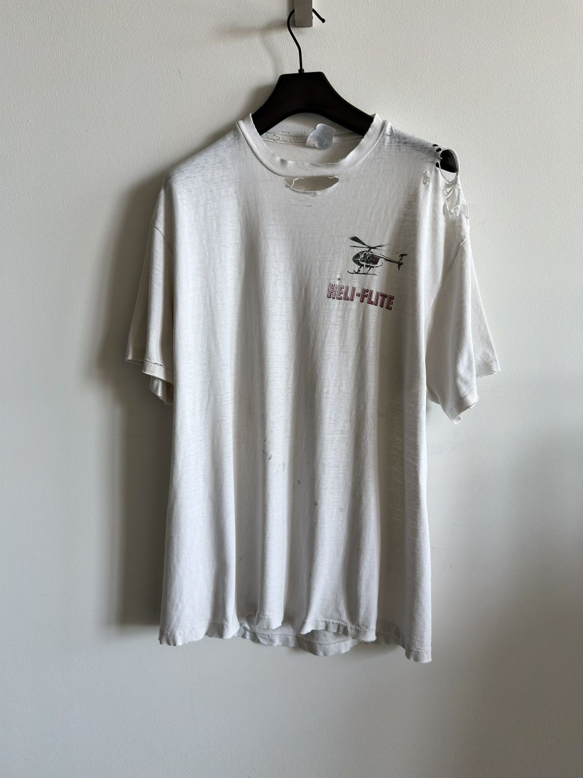 Vintage Vintage 90s Thrashed HELI-FLITE Faded Erd WCC Band Tee Size US L / EU 52-54 / 3 - 6 Thumbnail
