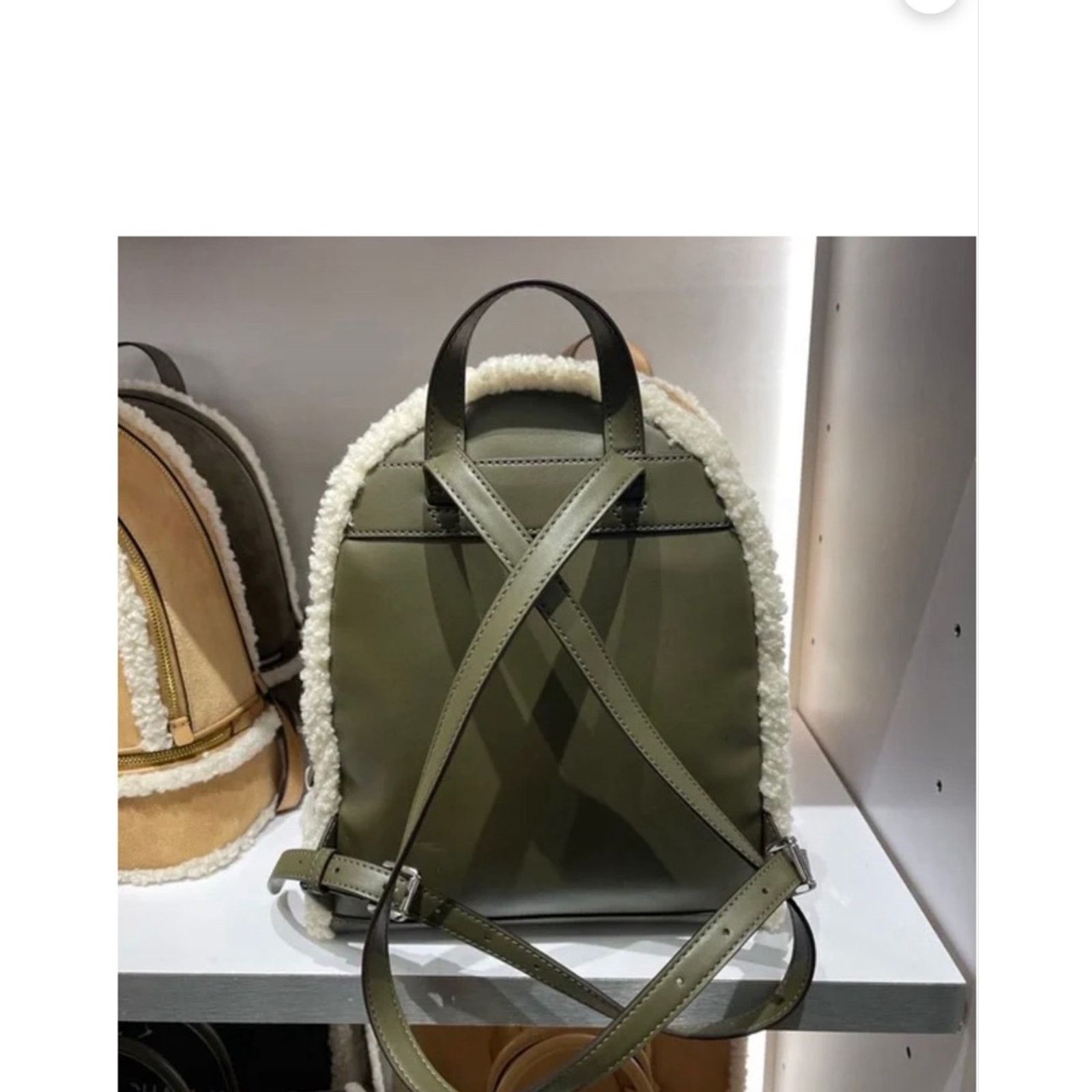 Michael Kors Michael Kors Rhea Olive Suede Shearling Backpack Size ONE SIZE - 4 Thumbnail