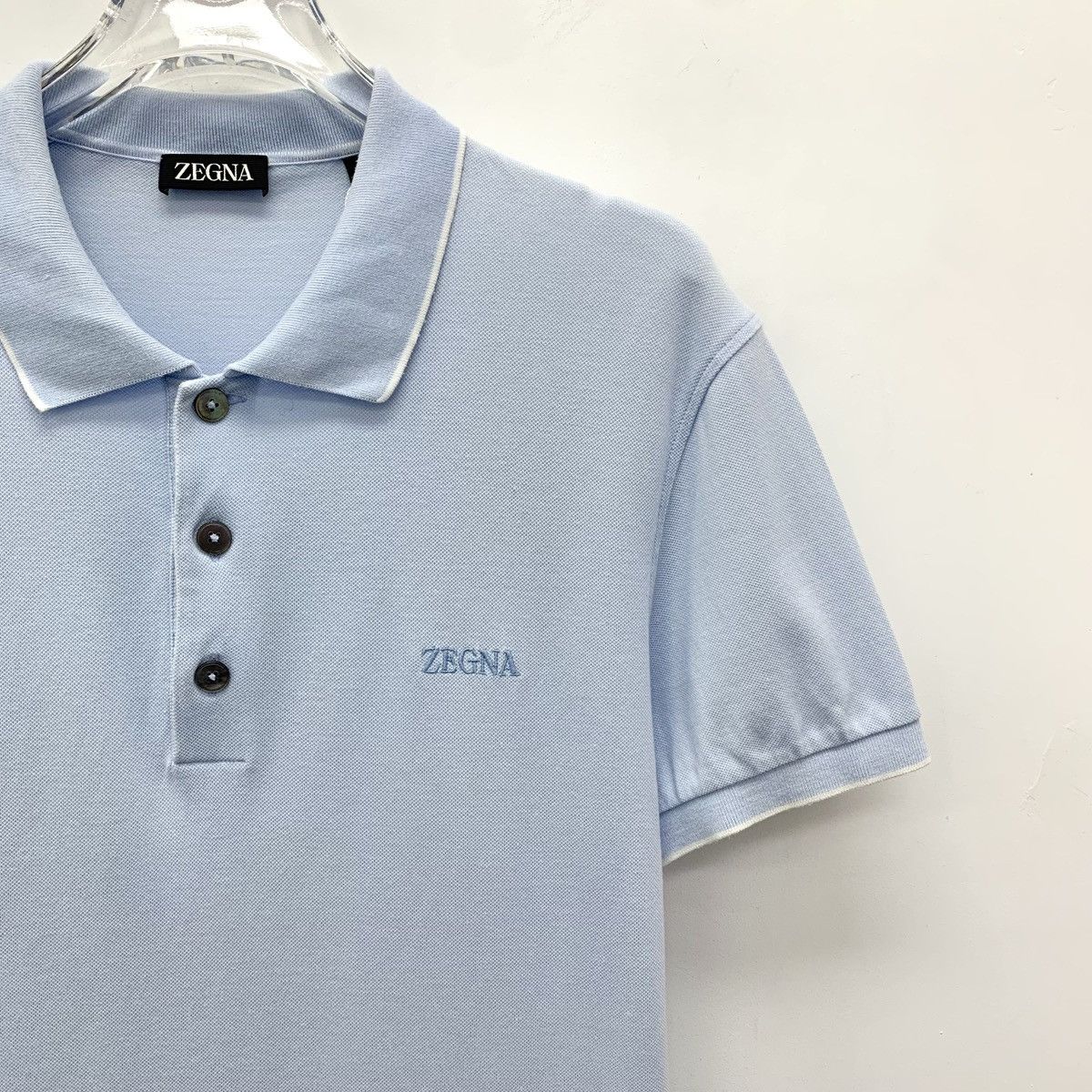 Z Zegna Zegna Cotton Collared Button-Short Sleeve Polo Shirt K26WX Size US M / EU 48-50 / 2 - 3 Thumbnail