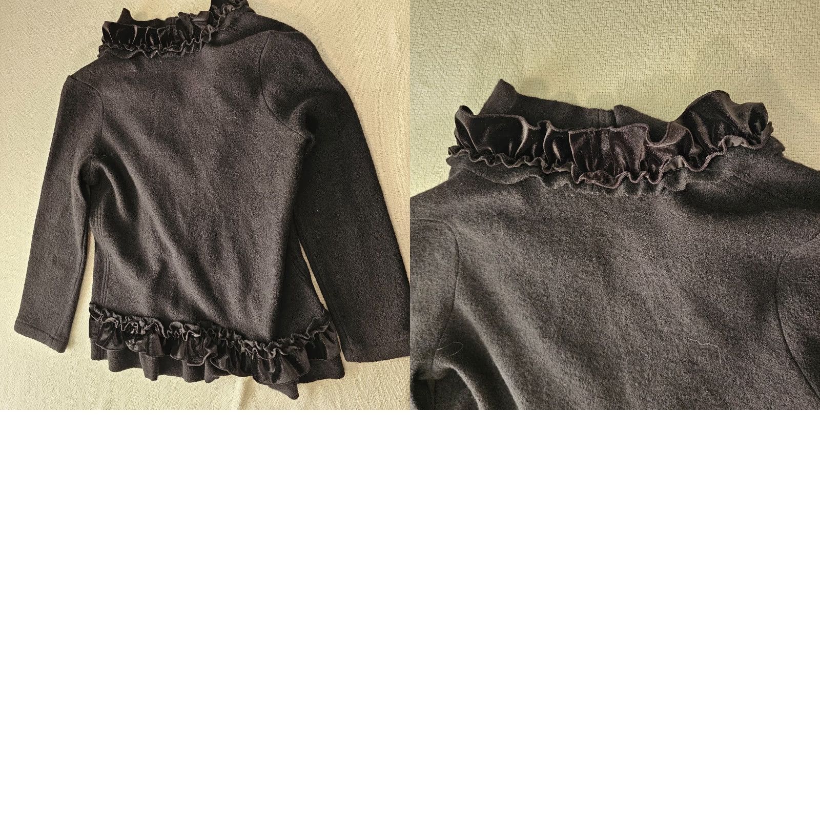 Madison Madison Black Open Front Cardigan Sweater Women's L Long Sleeve Ruffle Trim Size L / US 10 / IT 46 - 9 Thumbnail
