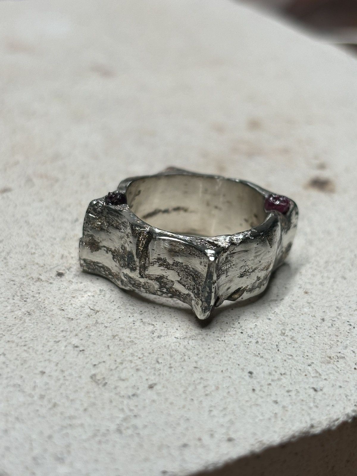 image of Solid Sterling Silver Ruby/sapphire Ring, Men's