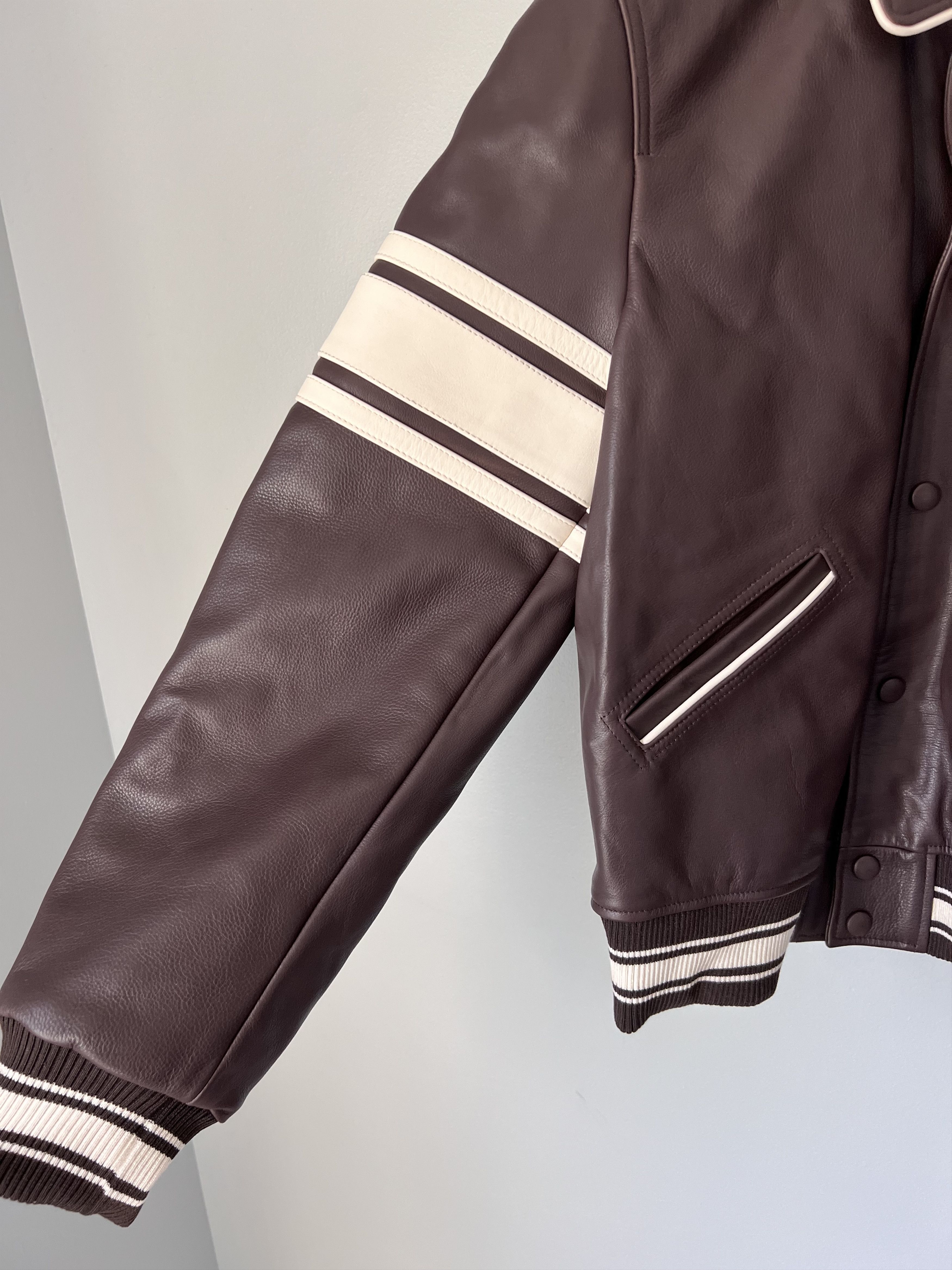Stussy Stussy Wales Bonner Leather Varsity Jacket in Brown Size US L / EU 52-54 / 3 - 4 Thumbnail