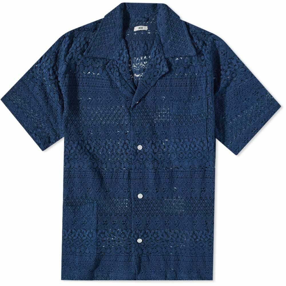 Bode 500USD BODE Sampler Quaker Lace Shirt - Navy Size US L / EU 52-54 / 3 - 1 Thumbnail