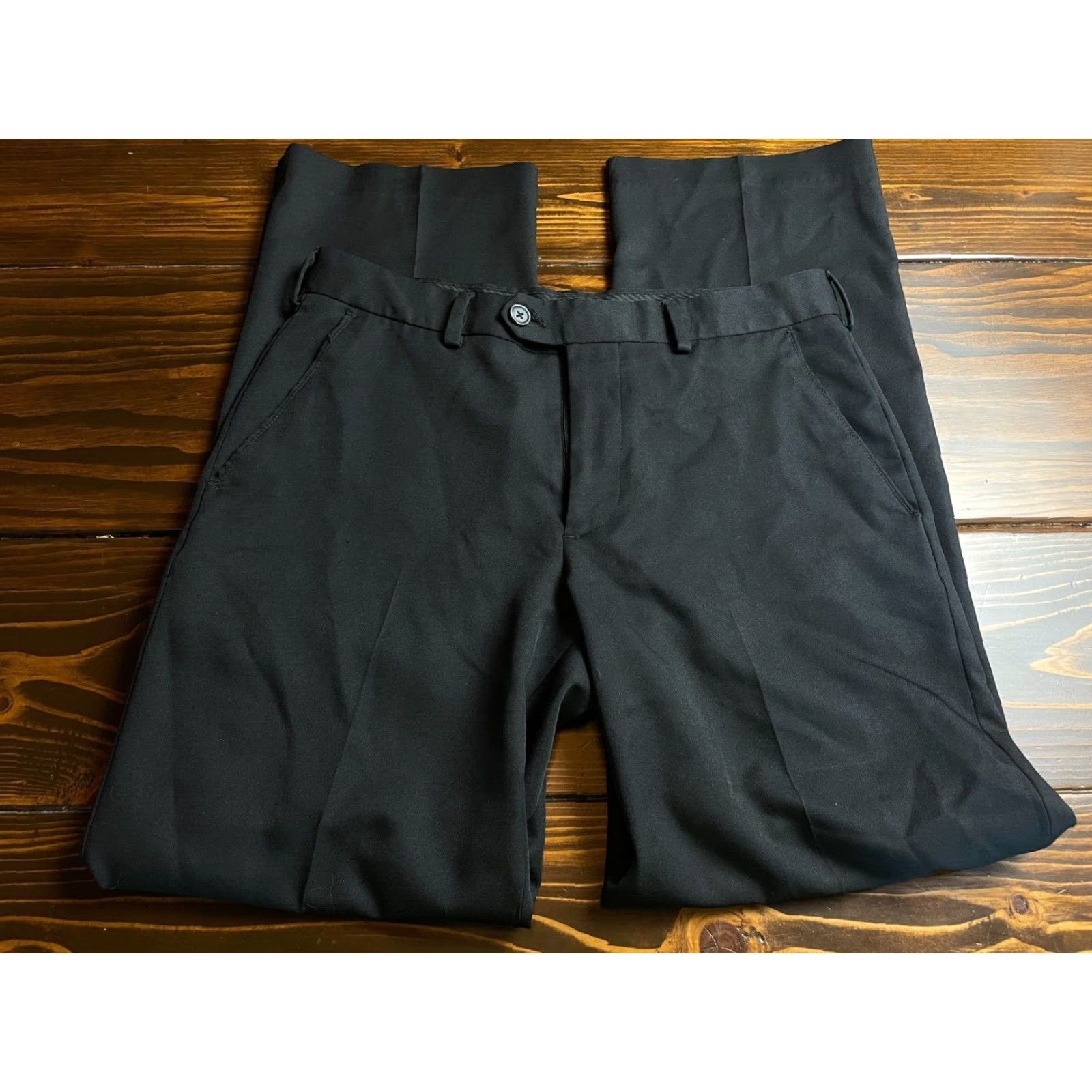 Izod IZOD Pants Women, Dress Pants, Medium, Black, Pull-On, Wide Leg, Pockets, Regular, 32 in Inseam Size 32" / US 10 / IT 46 - 2 Thumbnail