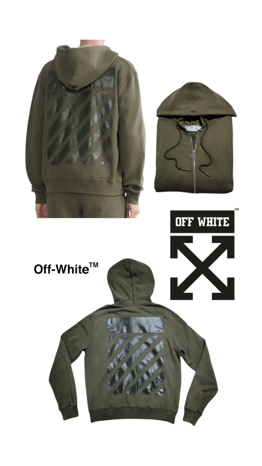 Off-White Off-White Rubber Arrow Diag Tab Print Zip Hoodie Size US M / EU 48-50 / 2 - 1 Thumbnail
