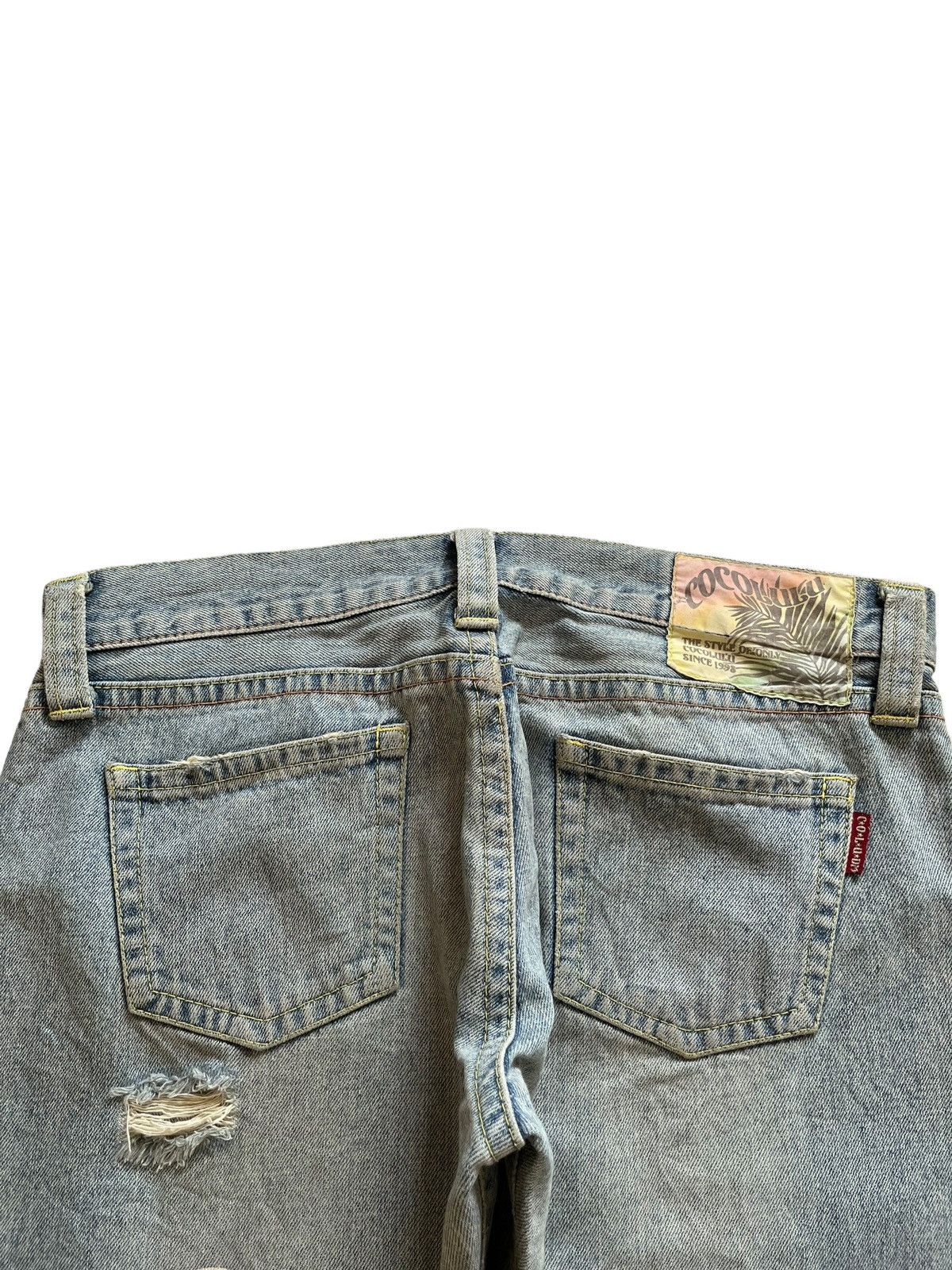 Japanese Brand Vintage Japanese CocoLulu Light Wash Rip Printed Baggy Jeans Size US 35 - 8 Thumbnail