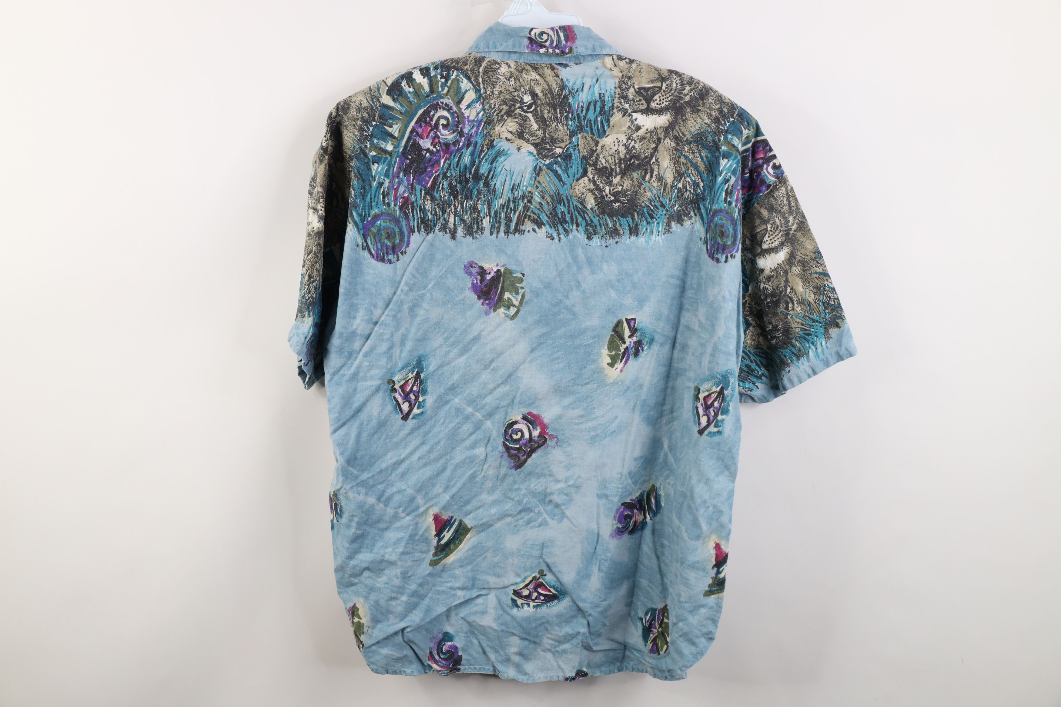 Vintage Vintage 90s Streetwear Tiger Cat Short Sleeve Button Shirt Size L / US 10 / IT 46 - 11 Thumbnail