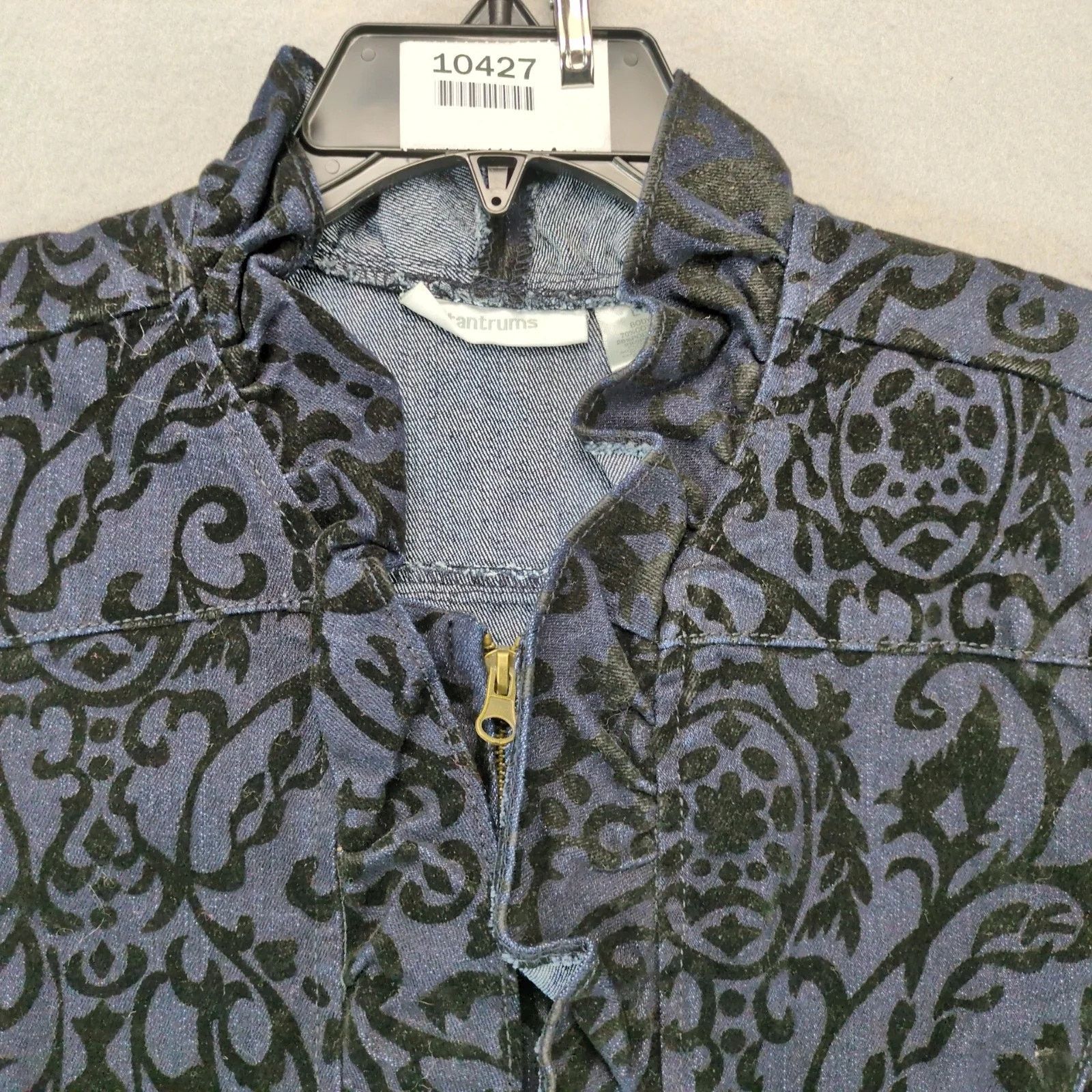 Other Tantrums Navy Denim Velour Flocked Full Zip Jacket Women's L Size L / US 10 / IT 46 - 9 Thumbnail