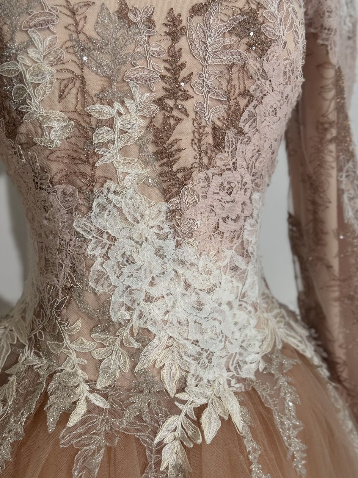 Other Brand New US 8 Gemy Maalouf Puff Sleeves Lacy Maxi Gown Size M / US 6-8 / IT 42-44 - 3 Thumbnail