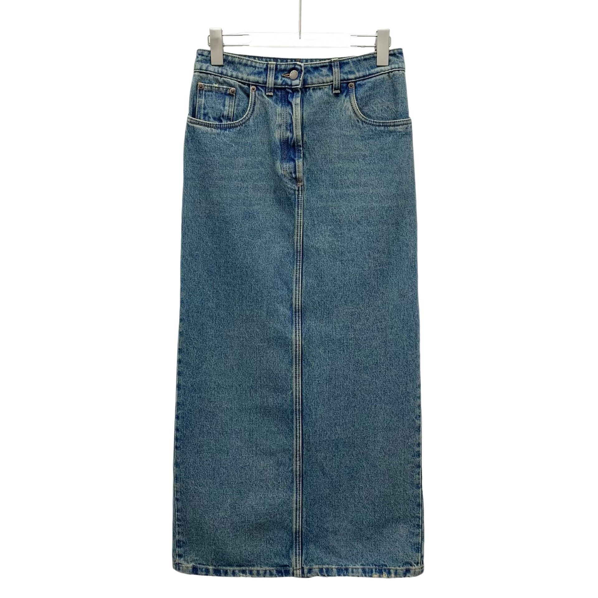Prada Prada Triangle Logo Denim Maxi Skirt 36 Size 25" / US 0 / IT 36 - 1 Thumbnail
