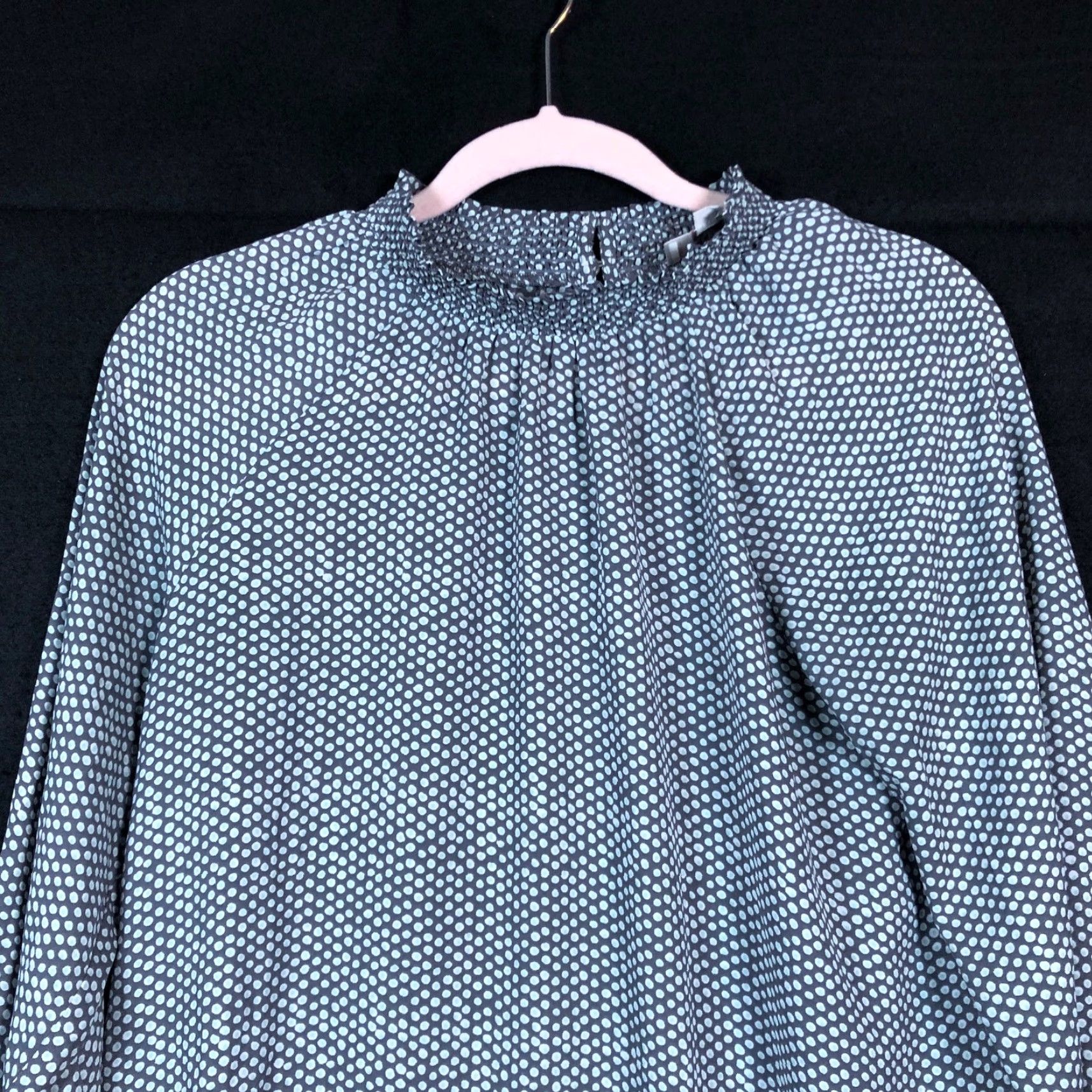 Loft VINTAGE LOFT Outlet Womens Blouse Gray Multi Polka Dot Mock Neck Long Sleeve Small Size S / US 4 / IT 40 - 2 Thumbnail