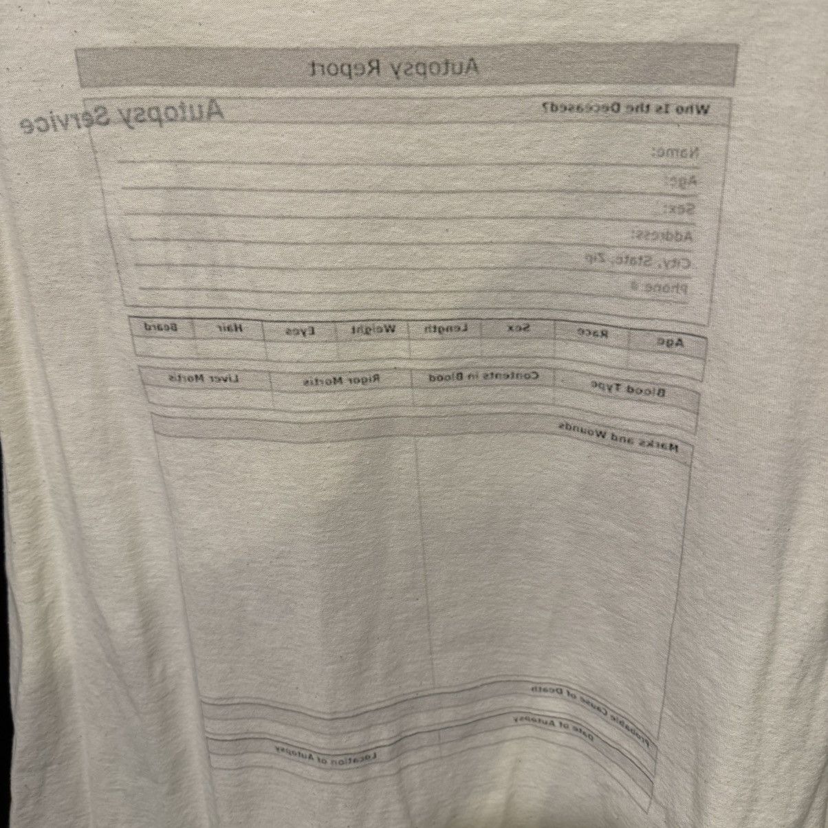 Antony Riddle Antony Riddle Autopsy Service T-Shirt (2020) SAMPLE PRINT Size US L / EU 52-54 / 3 - 3 Thumbnail