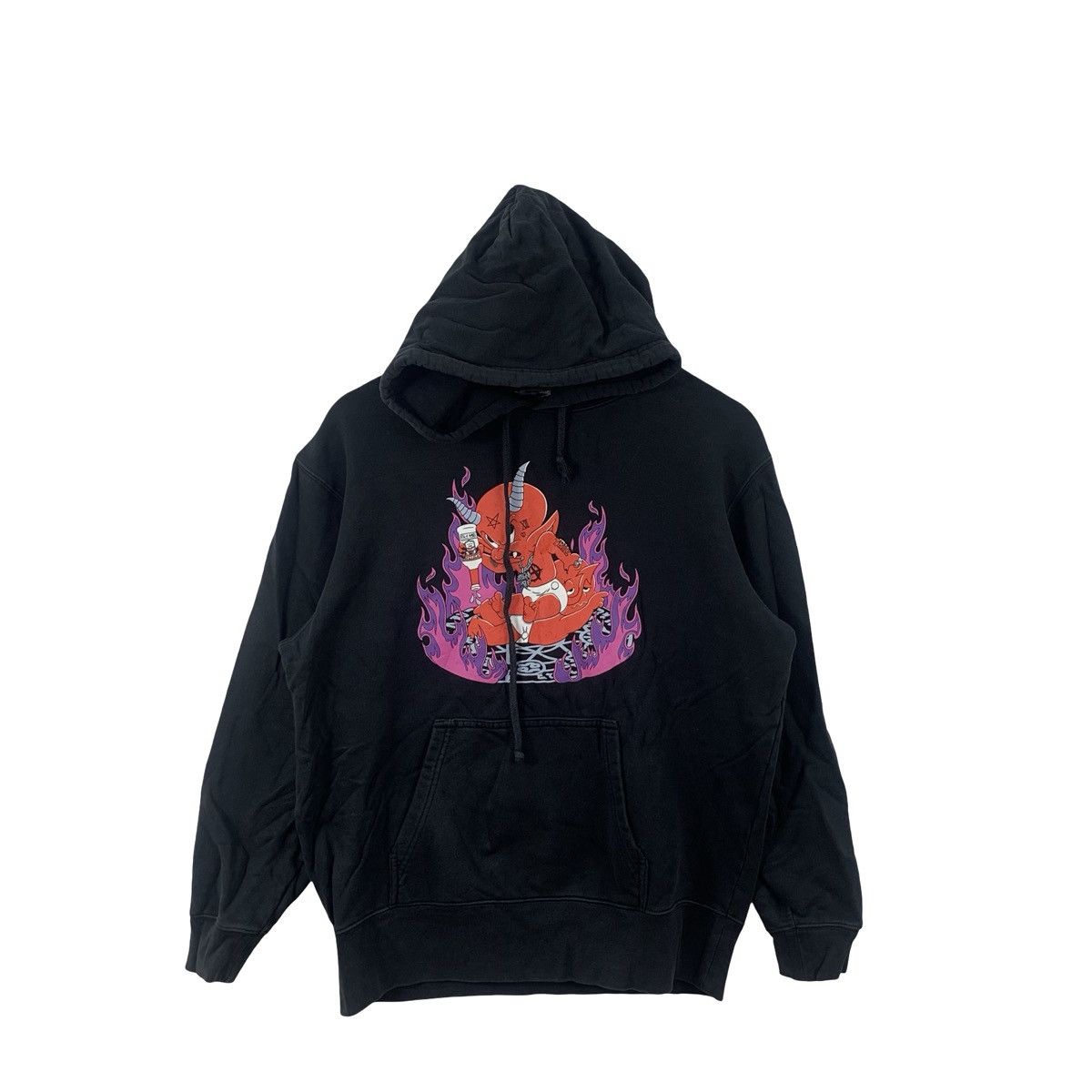 Anime Vintage DEMON FLAME AMINE Graphic Hoodie Streetwear Size US XL / EU 56 / 4 - 3 Thumbnail