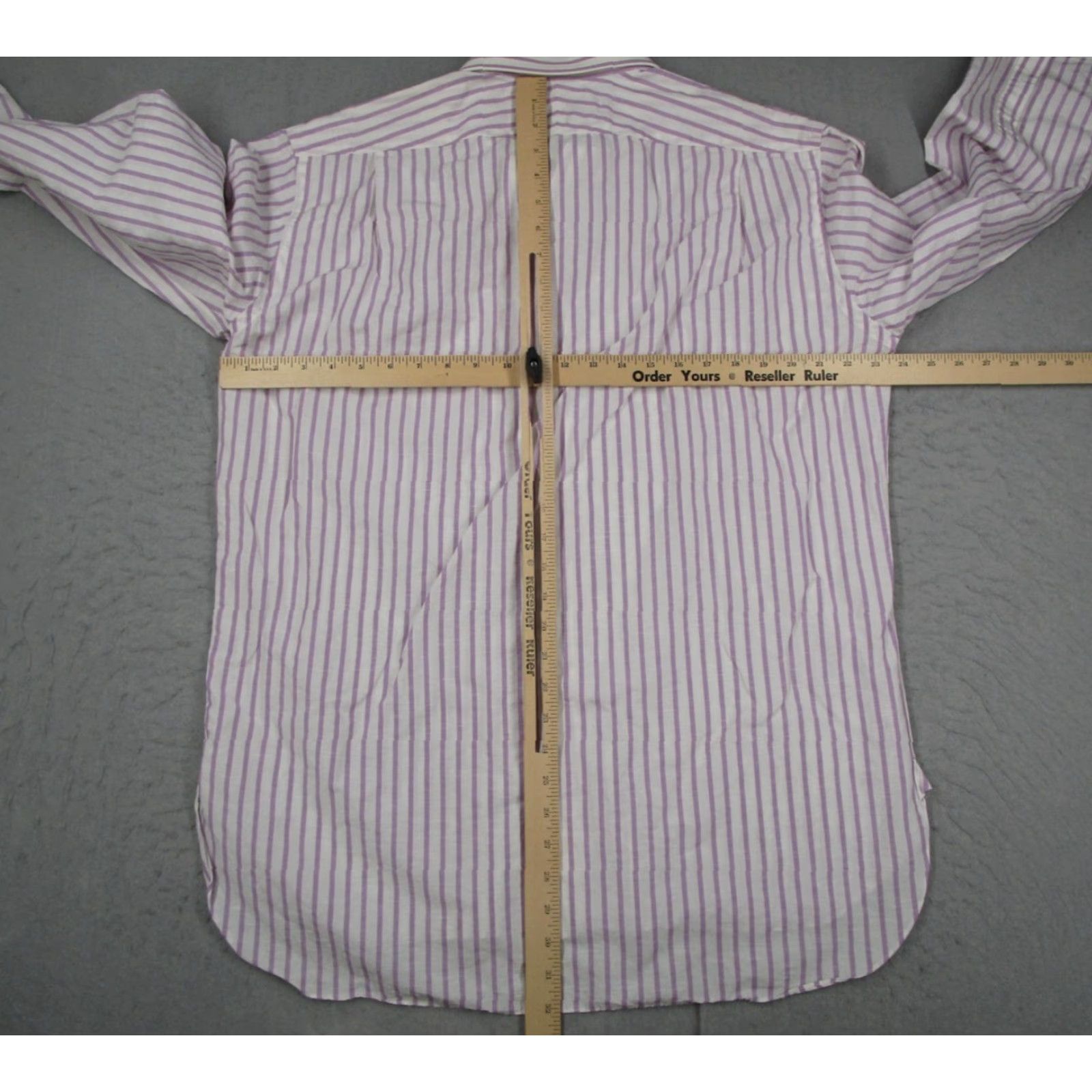 Vintage VINTAGE Lorenzini Dress Shirt Mens 42 White Purple Stripe Made in Italy Classic Fit Long Sleeve Neiman Marcus Size 42R - 7 Thumbnail