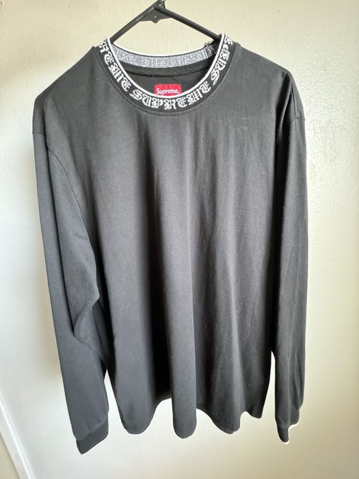 Supreme Supreme Old English Collar Logo L/S Top Black | Grailed