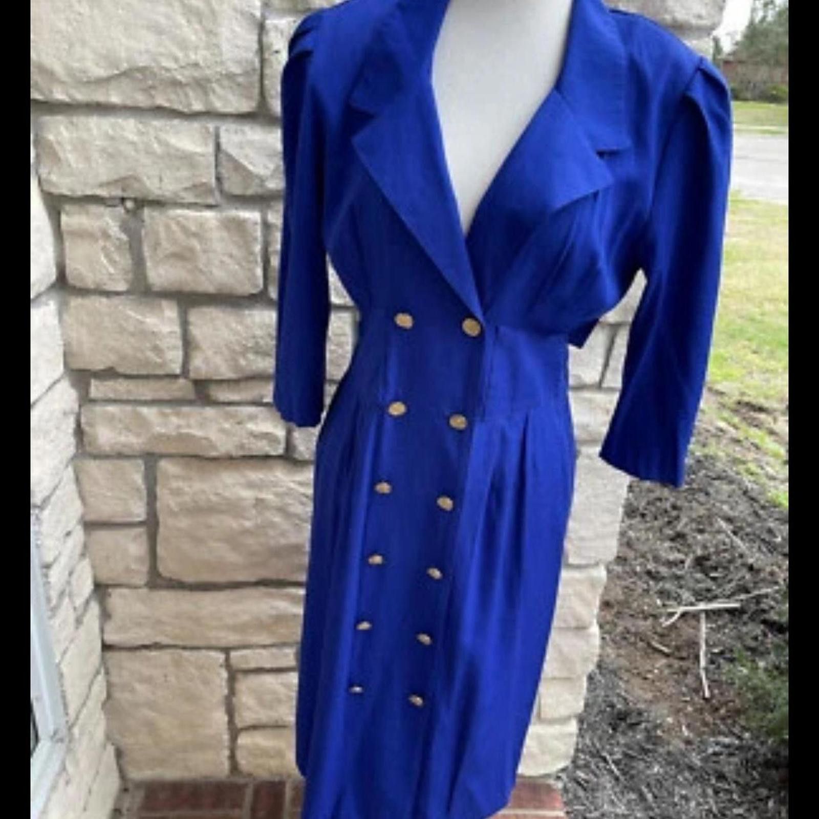Other Blue vintage 80s dress and puffy sleeves dress #80sfashion Size S / US 4 / IT 40 - 1 Thumbnail
