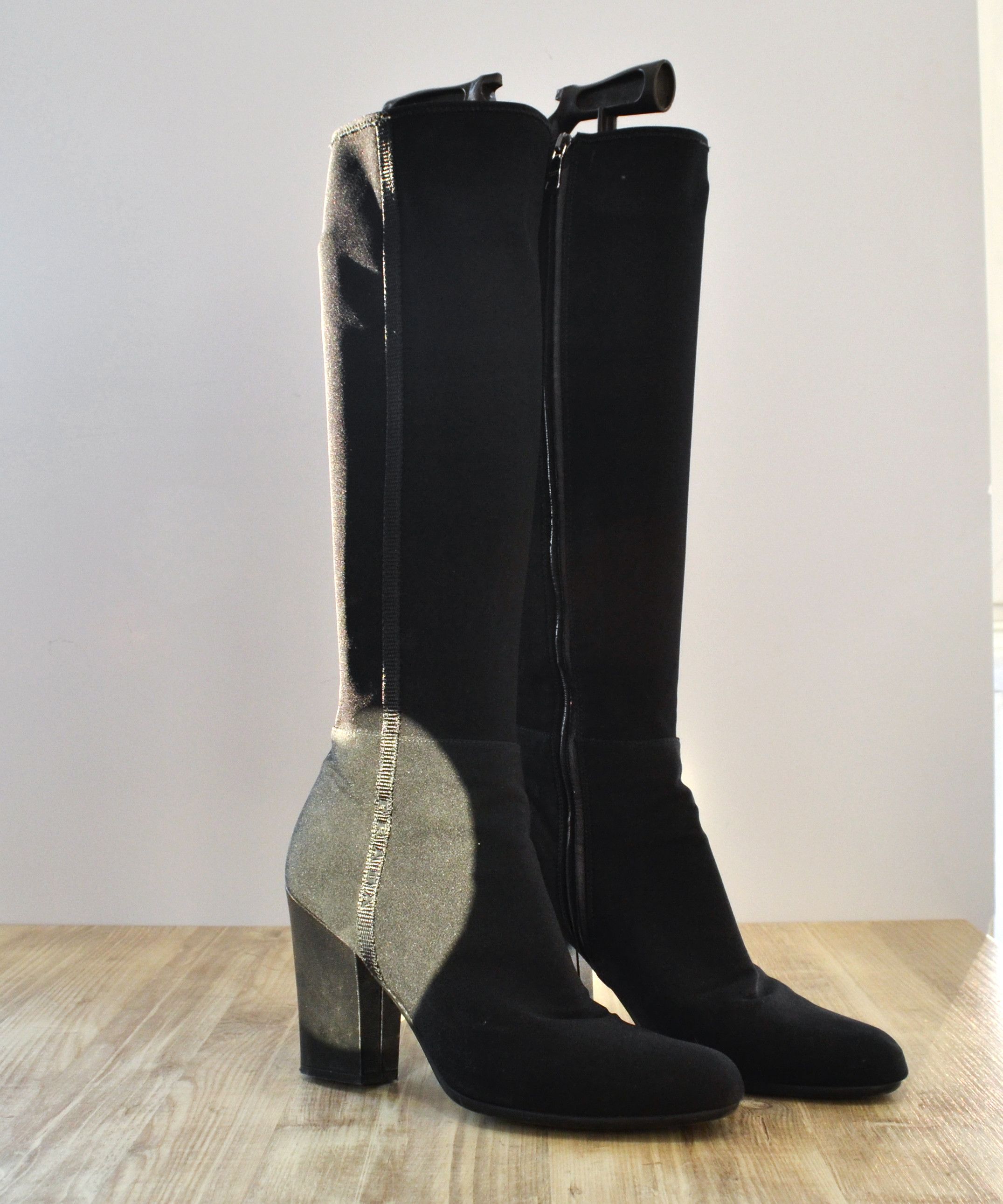 Prada PRADA Boots Neoprene Nylon Logo Heels Zip Shoes Black 39 Size US 9.5 / IT 39.5 - 8 Thumbnail