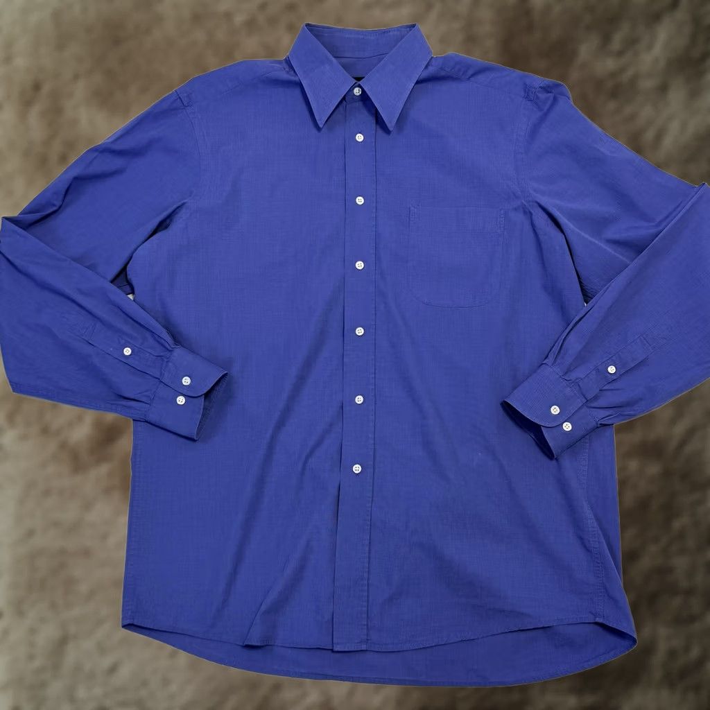 Hugo Boss VINTAGE Boss Dress Shirt Mens 16 Blue Regular Fit 100% Cotton Long Sleeve Portugal Size 42R - 1 Thumbnail