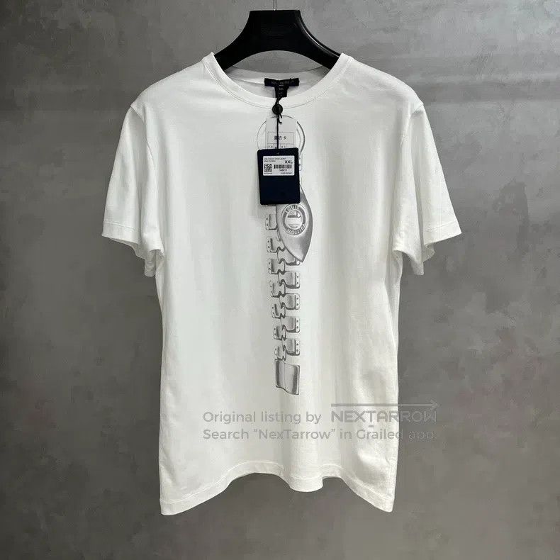 Louis Vuitton Louis Vuitton White Zip Printed Crew Neck Casual Short Sle Size US XXL / EU 58 / 5 - 1 Thumbnail