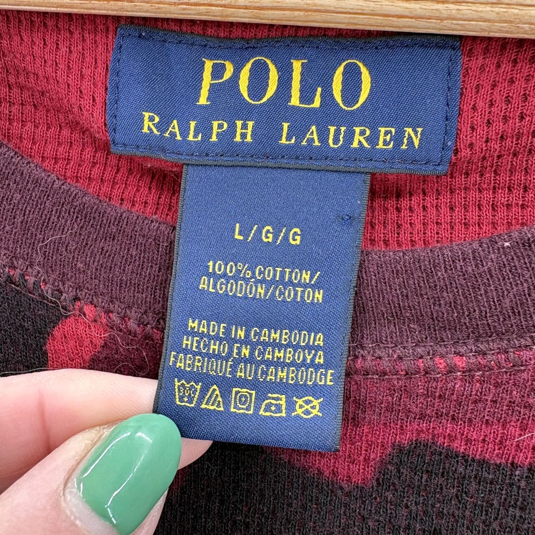 Polo Ralph Lauren Polo Ralph Lauren Shirt Mens Large Red Camo Thermal Waffle Knit Long Sleeve Pony Size US L / EU 52-54 / 3 - 4 Thumbnail