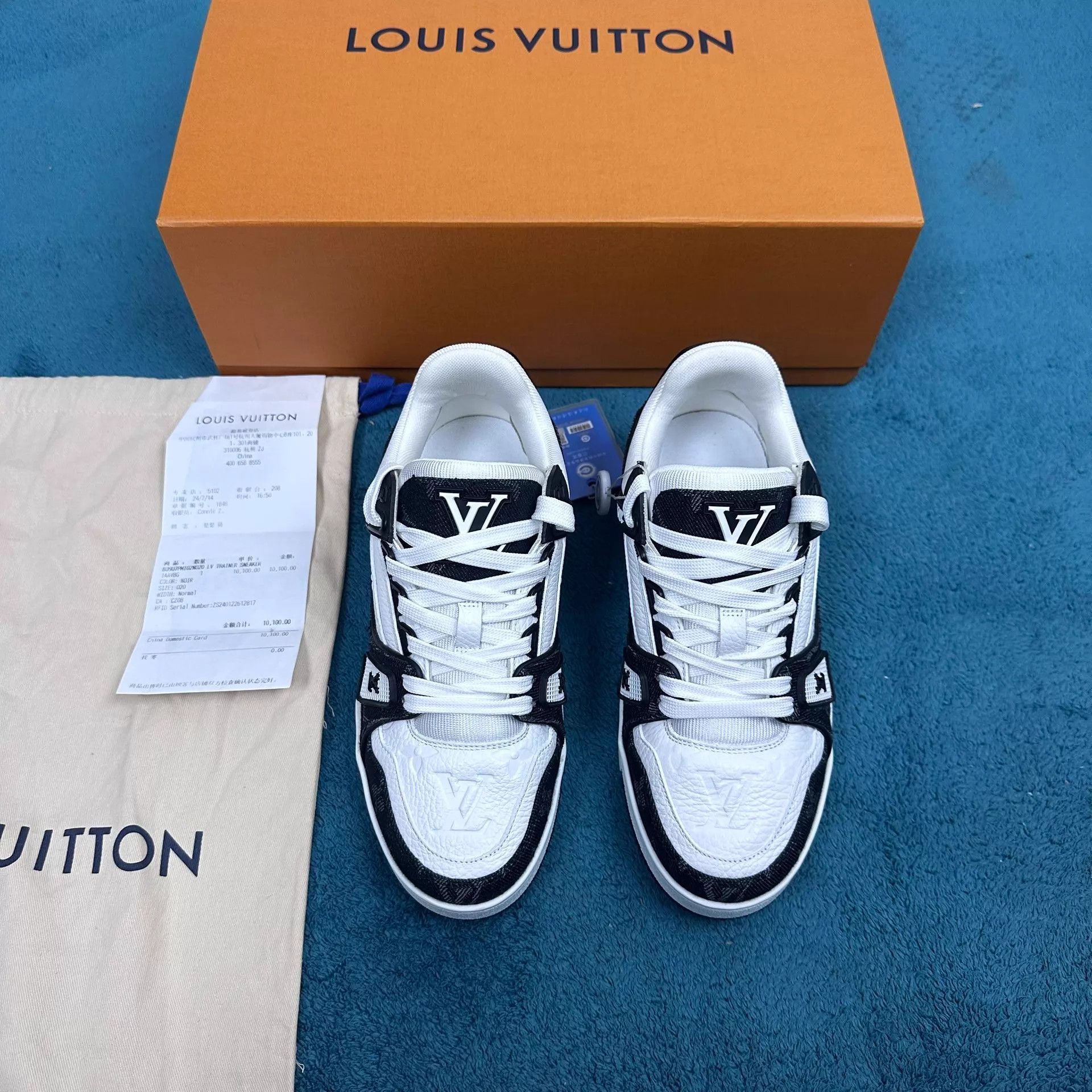 Louis Vuitton LV Trainer Black & White Panda Print Denim 36 Size US 5.5 / IT 35.5 - 1 Thumbnail