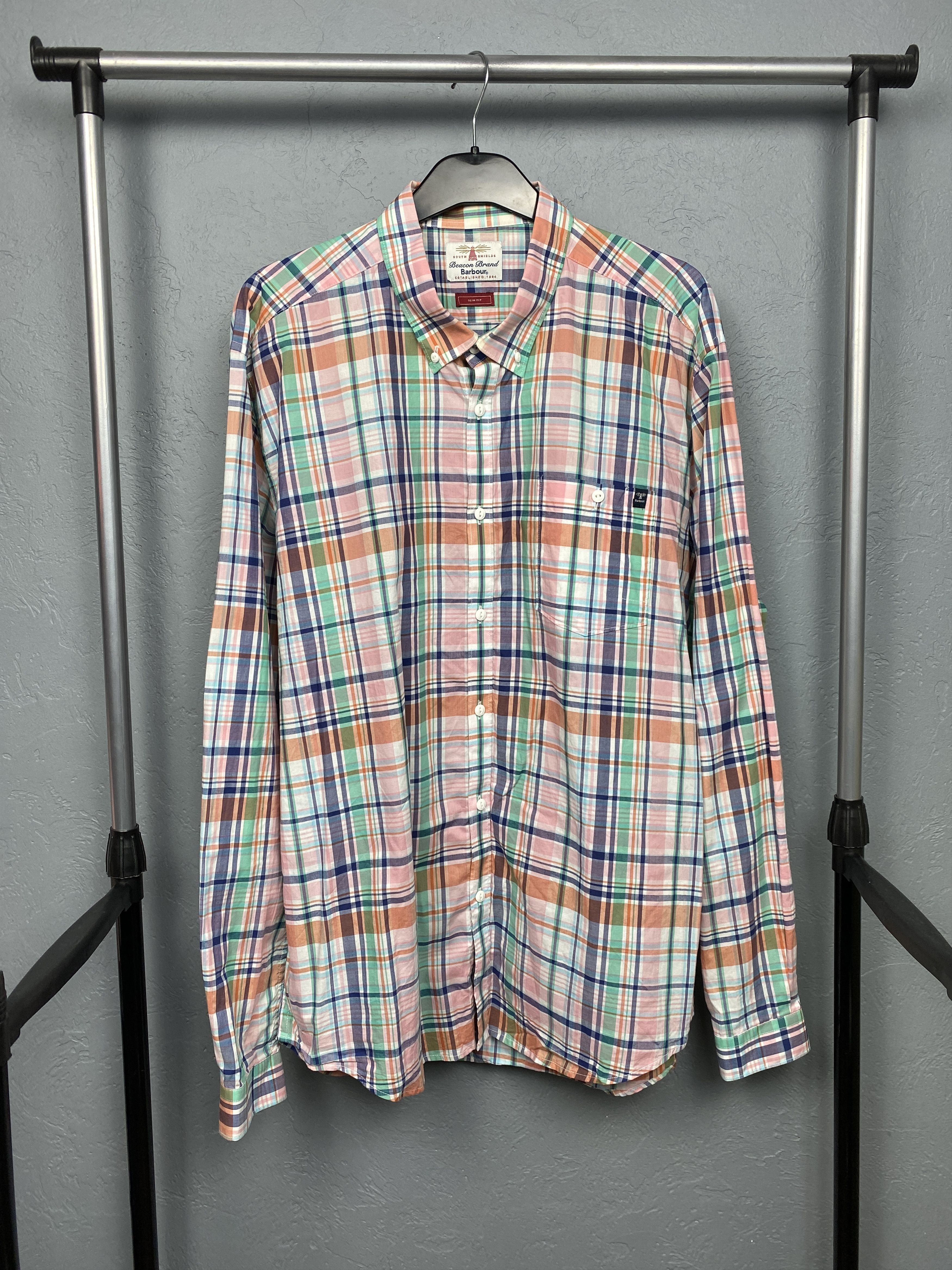 Barbour × Flannel Barbour Biggin Mens Long Sleeve Plaid Shirt Size US XXL / EU 58 / 5 - 1 Thumbnail