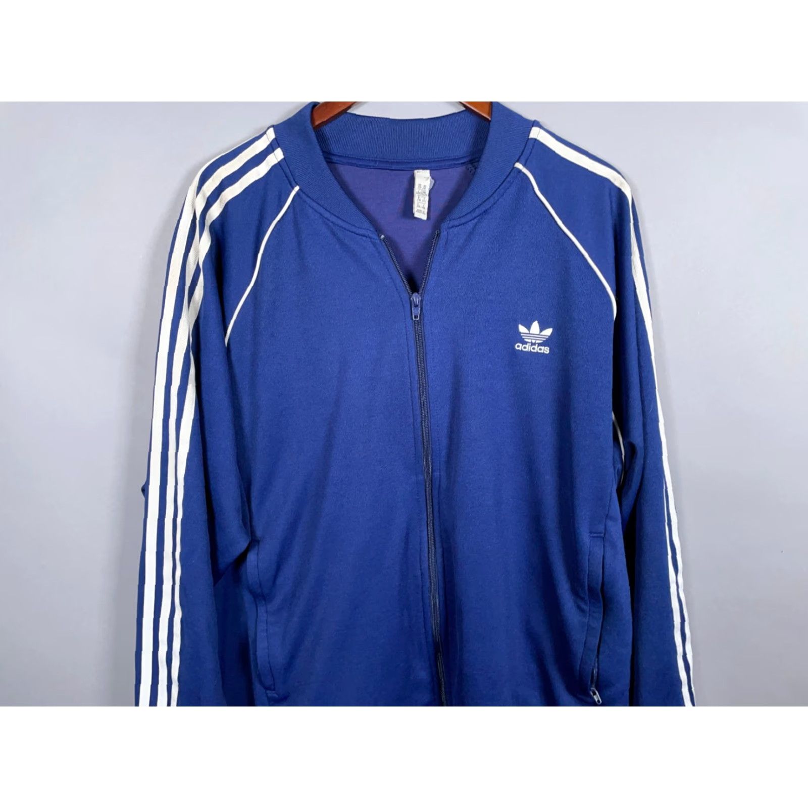 Adidas adidas Track Jacket 2XL Men’s Dark Blue Zip Trefoil Logo Retro 90s Full Zip Pockets Polyester Unlined Long Sleeve Short Sleeve Clothing Size US XXL / EU 58 / 5 - 4 Thumbnail