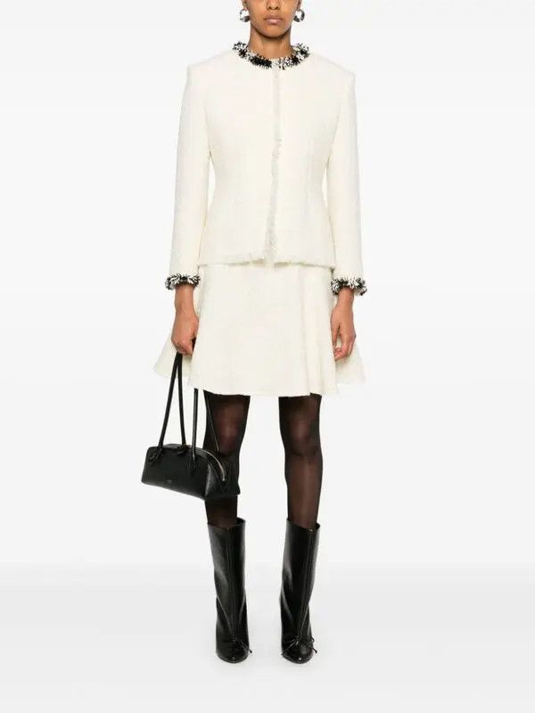 Givenchy o1n1vont0326 Wool Ruffled Skirt in White Size 26" / US 2 / IT 38 - 4 Thumbnail