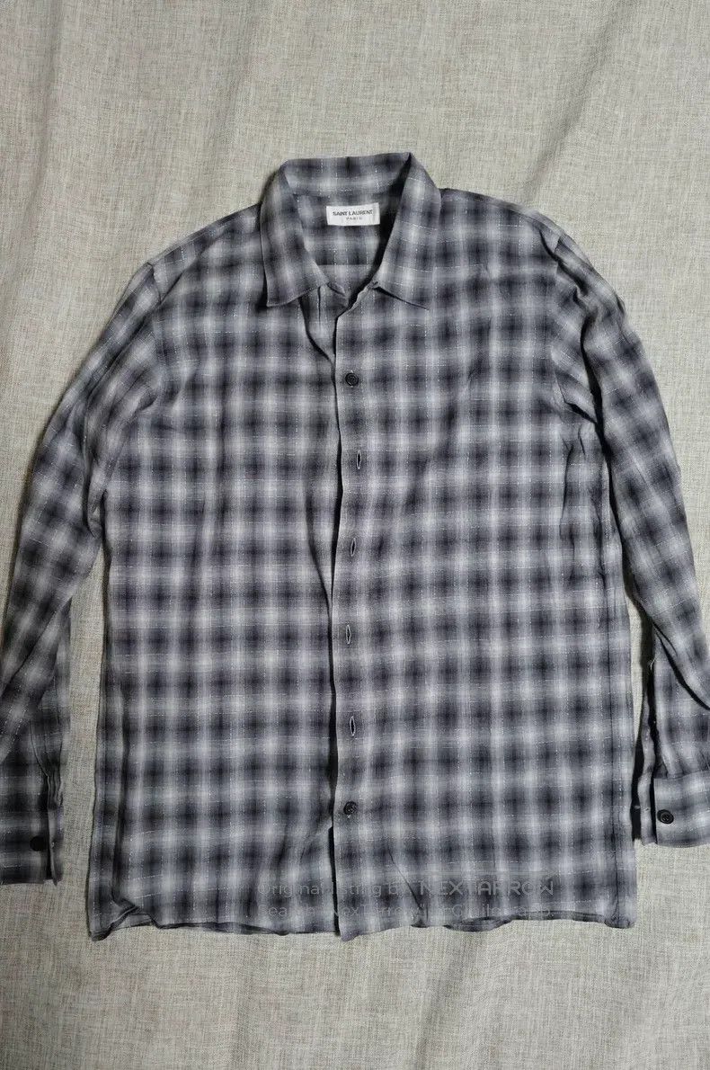 Saint Laurent Paris Saint Laurent Paris Size 38 Plaid Shirt i Size US M / EU 48-50 / 2 - 1 Thumbnail