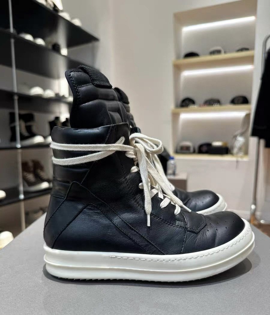 Rick Owens Rick Owens Classic Black Leather Geobasket High-Top Size US 5 / IT 35 - 4 Thumbnail