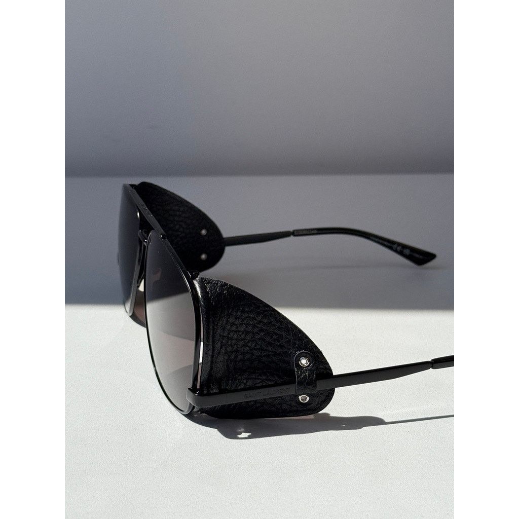Saint Laurent Paris NEW Saint Laurent SL653 Leon Shield Aviator Sunglasses Black Size ONE SIZE - 2 Thumbnail